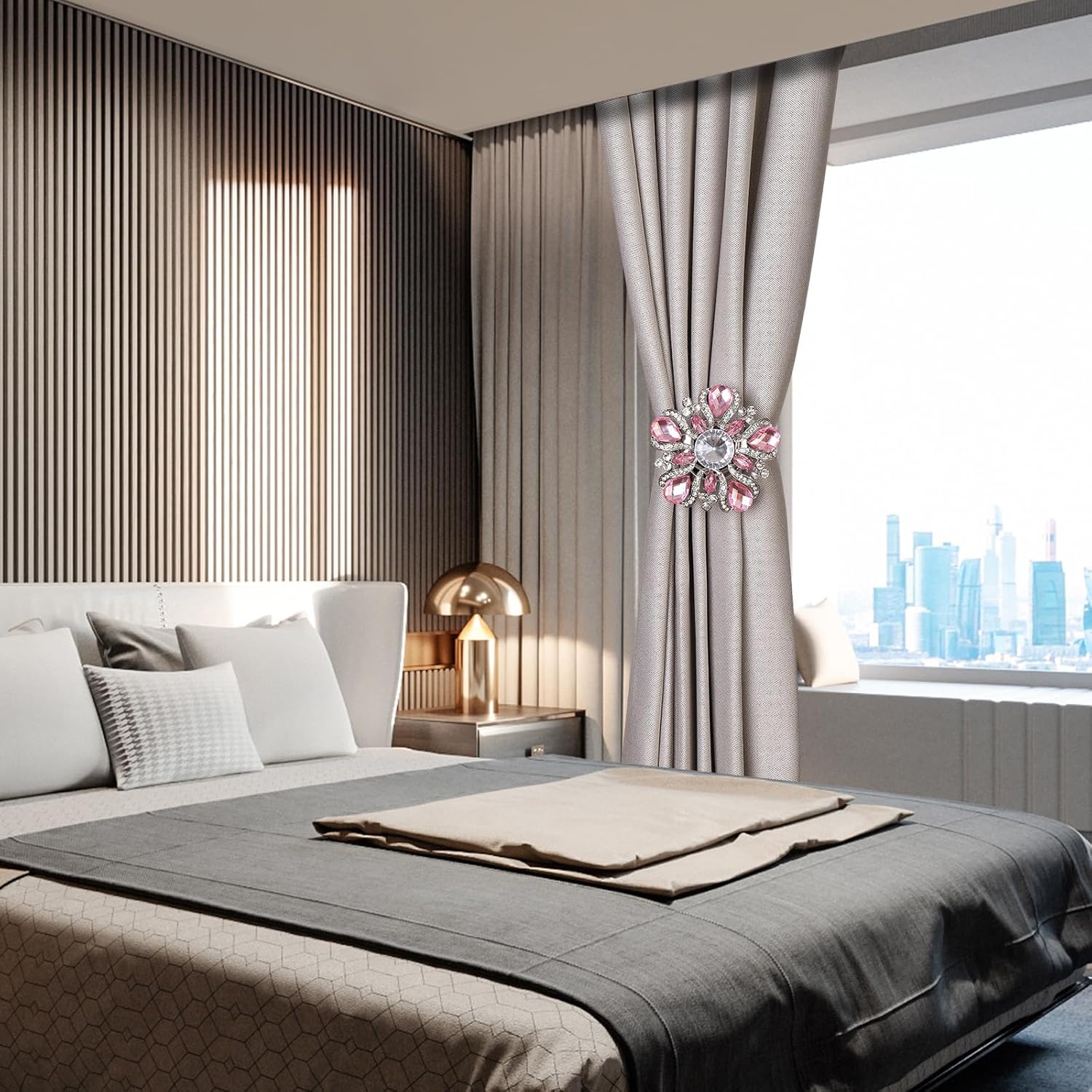 SUQ I OME Luxury Crystal Curtain Holdback with Magnetic Buckle 2PCS