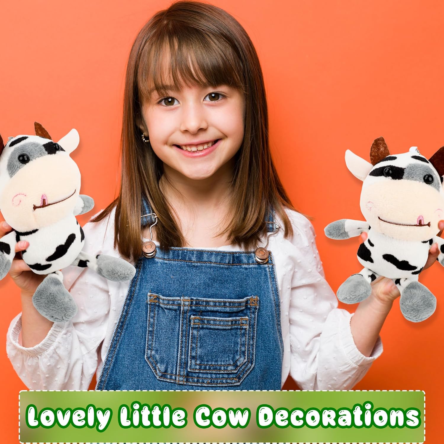 28 Pcs Plush Cow Keychain Cute Farm Animal Keyring Set