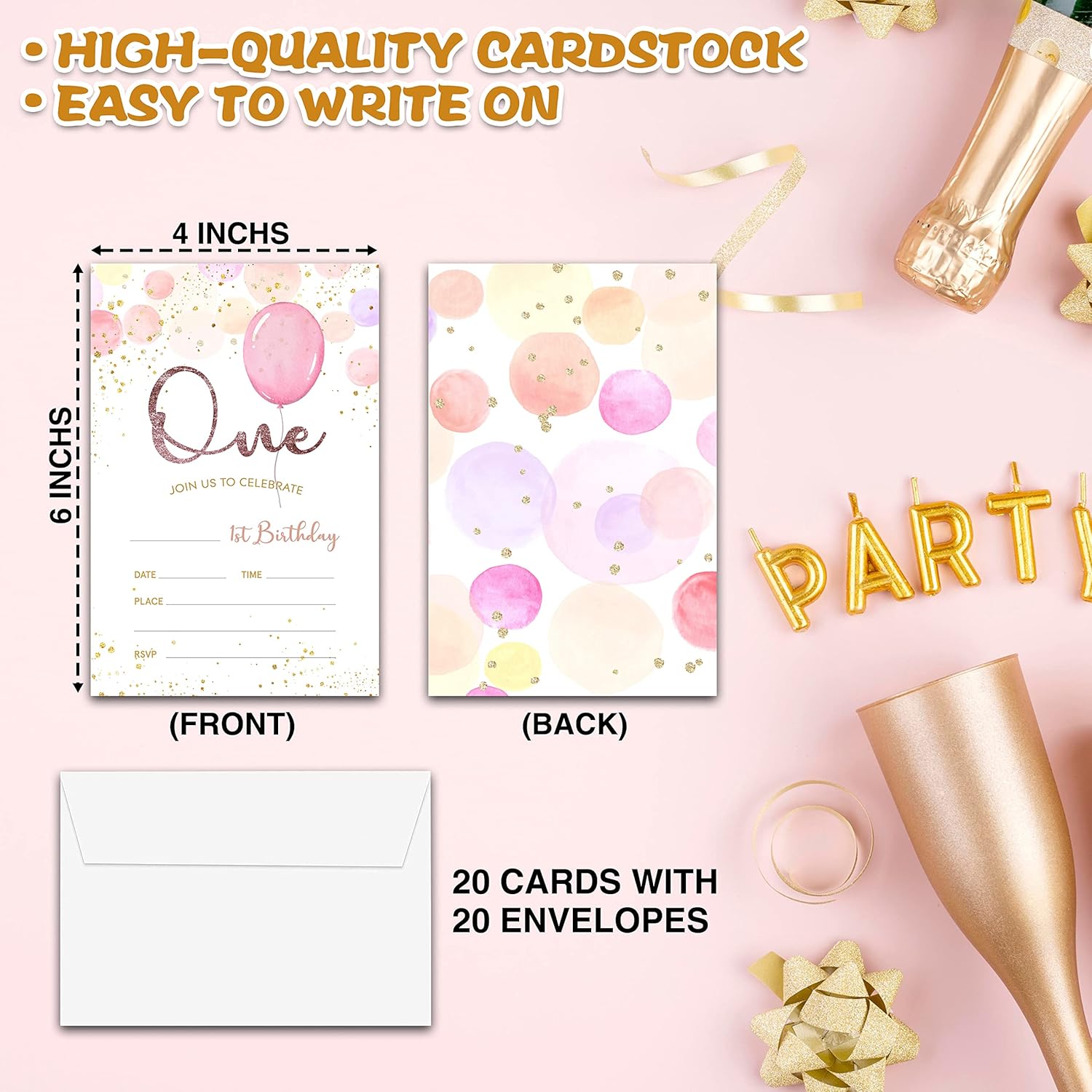 Chuxvon 1st Birthday Party Invitations Double-Sided