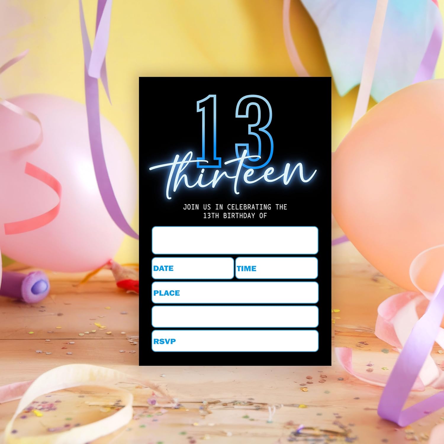 Neon Birthday Invitations for Boys 25 Double Sided Cards