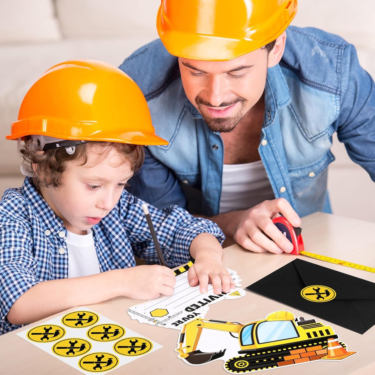 30 Piece Construction Excavator Birthday Invite Set