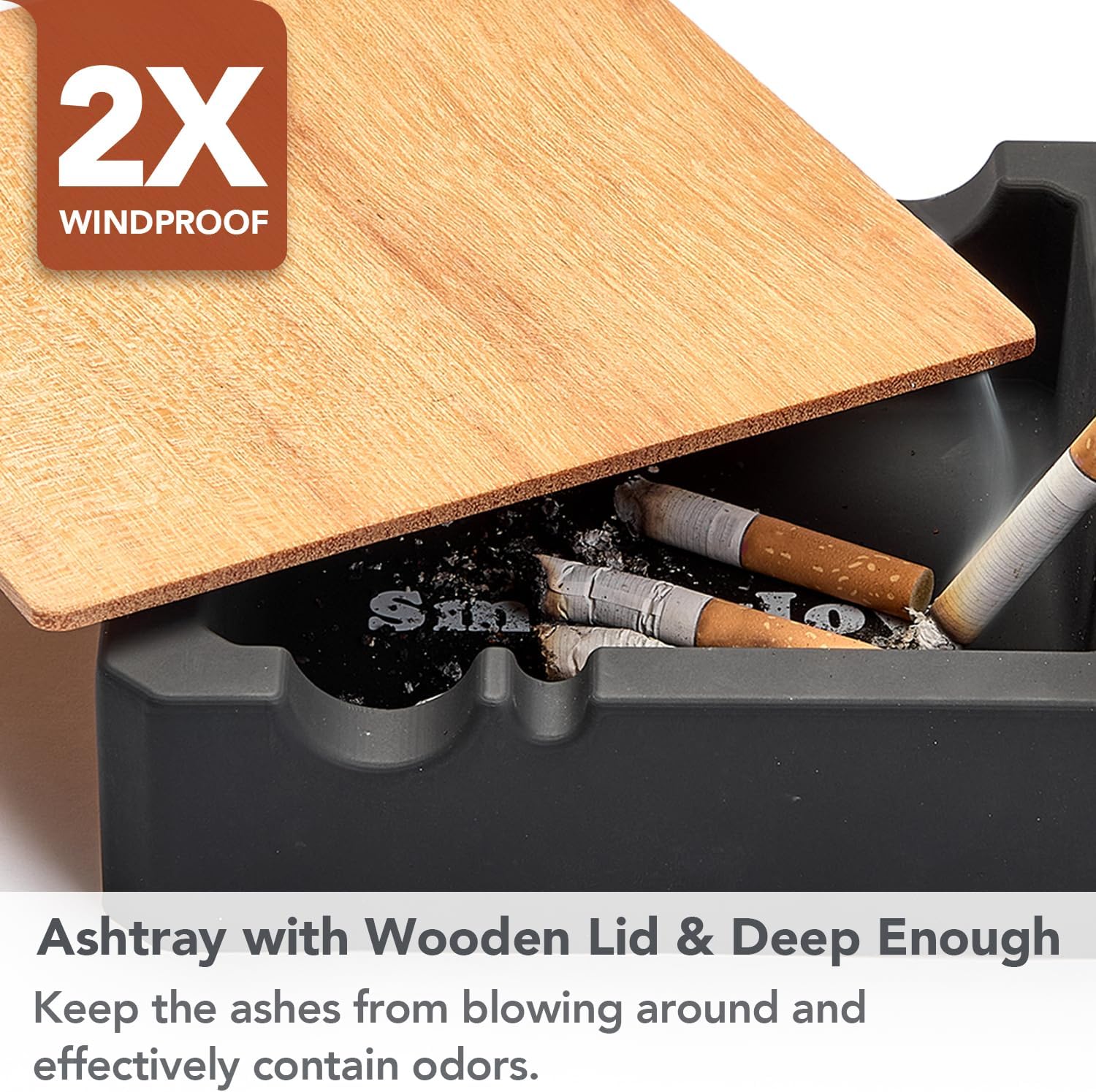 SmokyJoy Windproof Cigar Ashtray with Lid