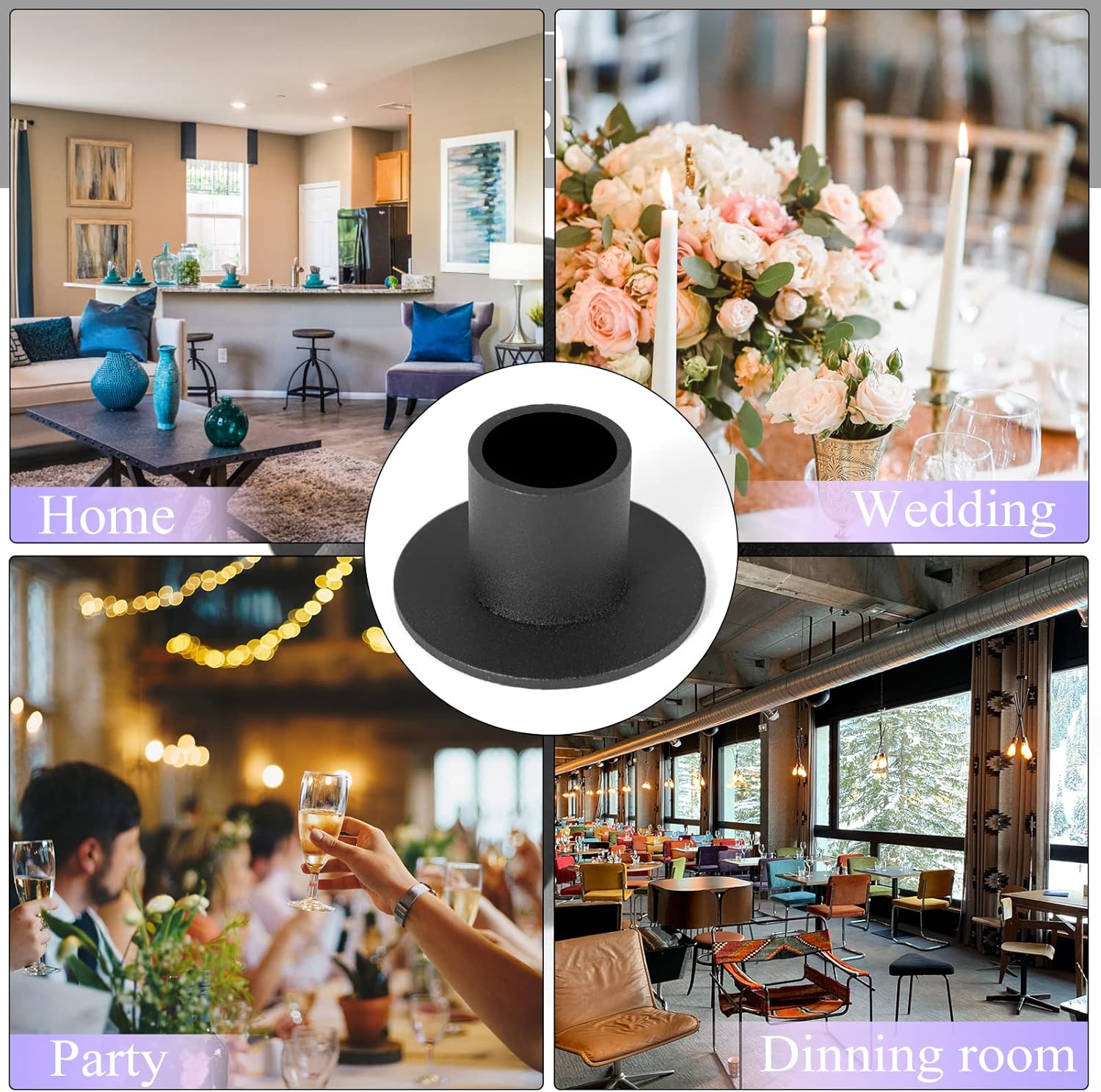 4 Pcs Black Candle Holders Retro Farmhouse Decor