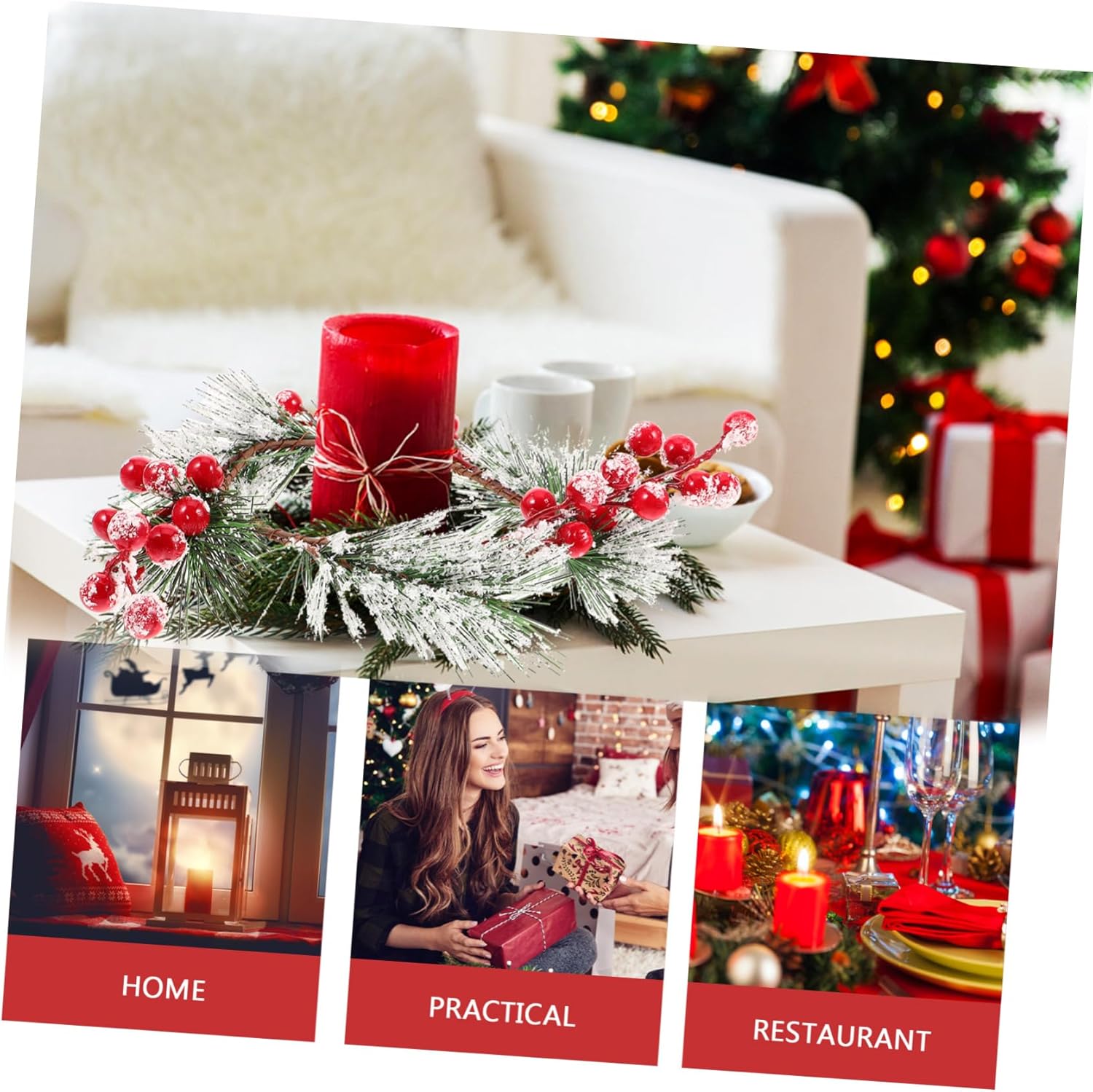 Christmas Candle Wreath for Holiday Pillar Candles