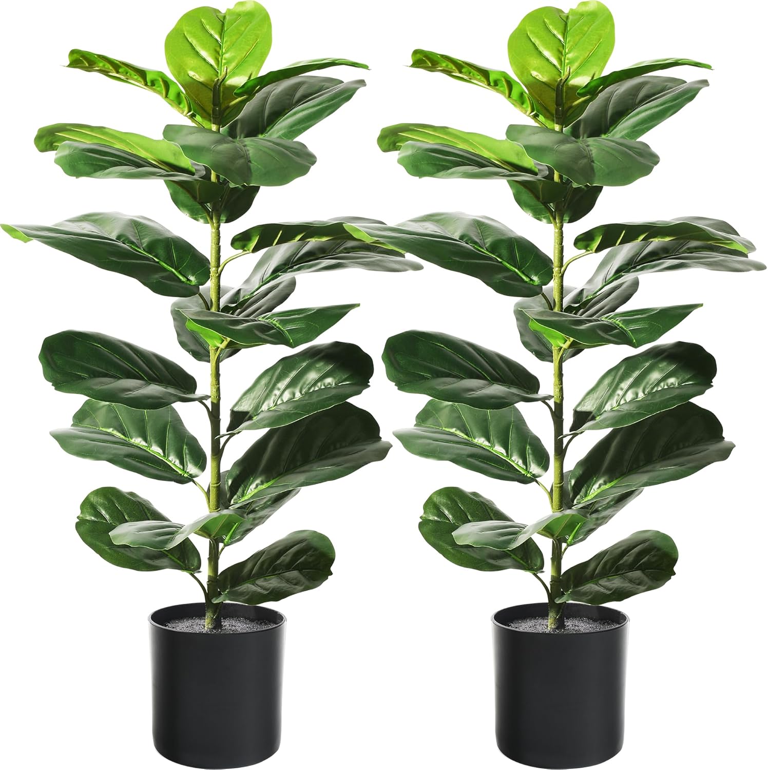 Suntee 2 Pack Artificial Fiddle Leaf Fig Trees 30 with Pots