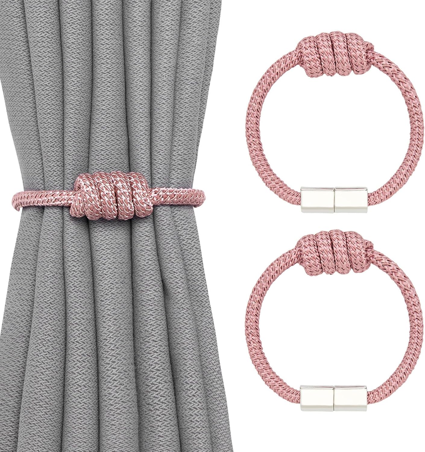 NICEEC 4 Pack Magnetic Curtain Tiebacks Pink