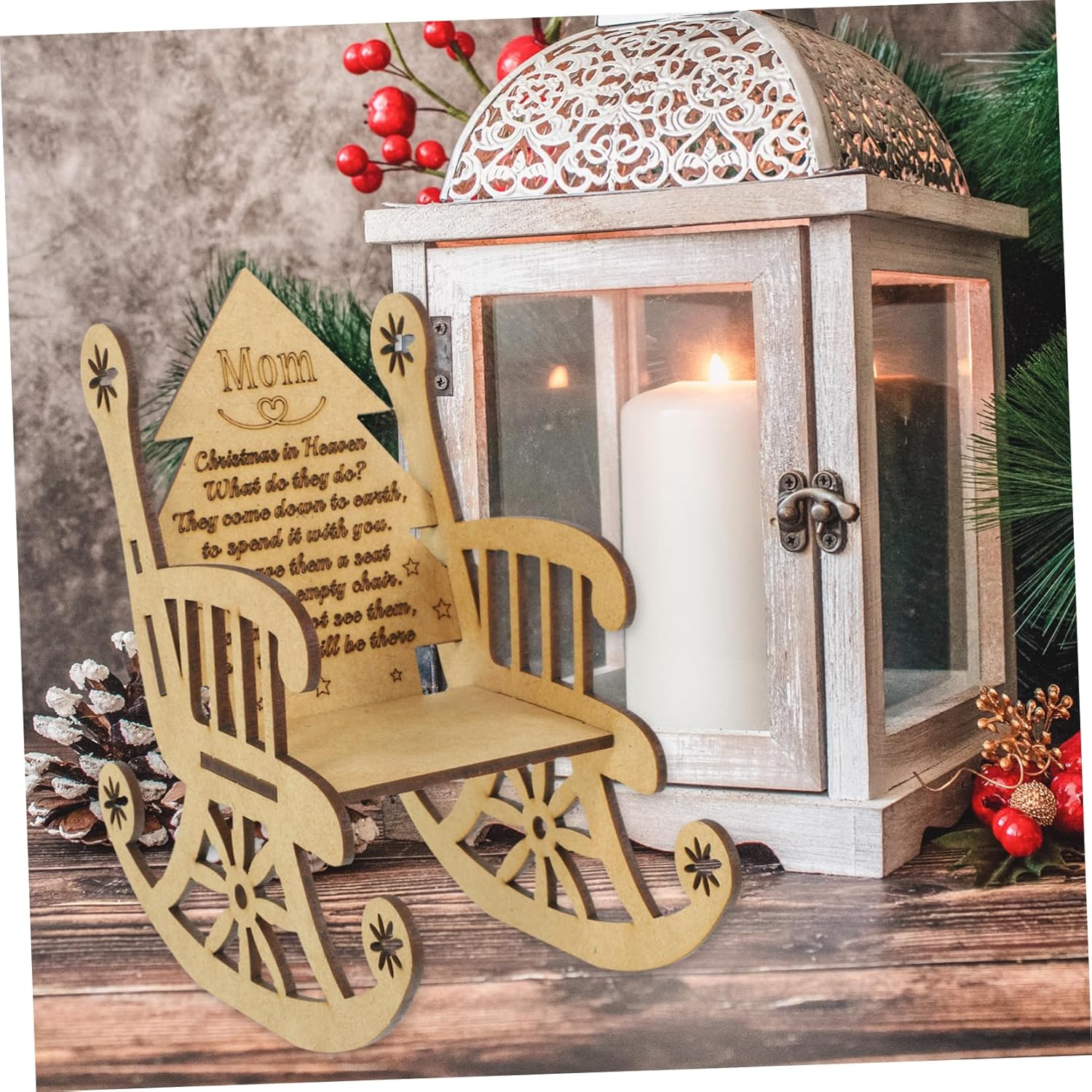 Christmas Wooden Candleholder Chair Shape Decor