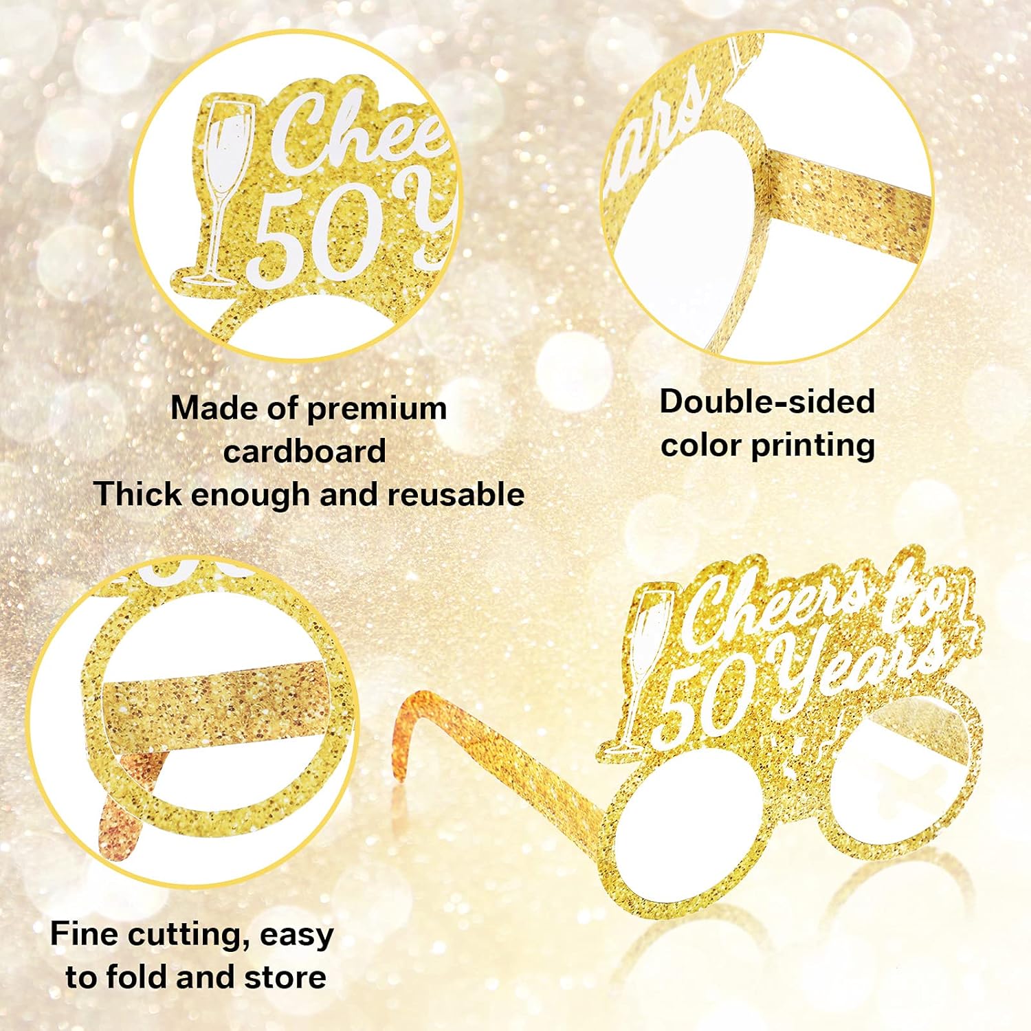 Threan 36 Pcs 50th Birthday Paper Eyeglasses