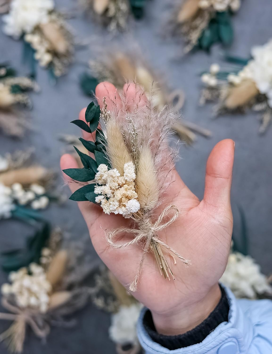 Xins Convey Mini Dried Flower Bouquet Set 12pcs White