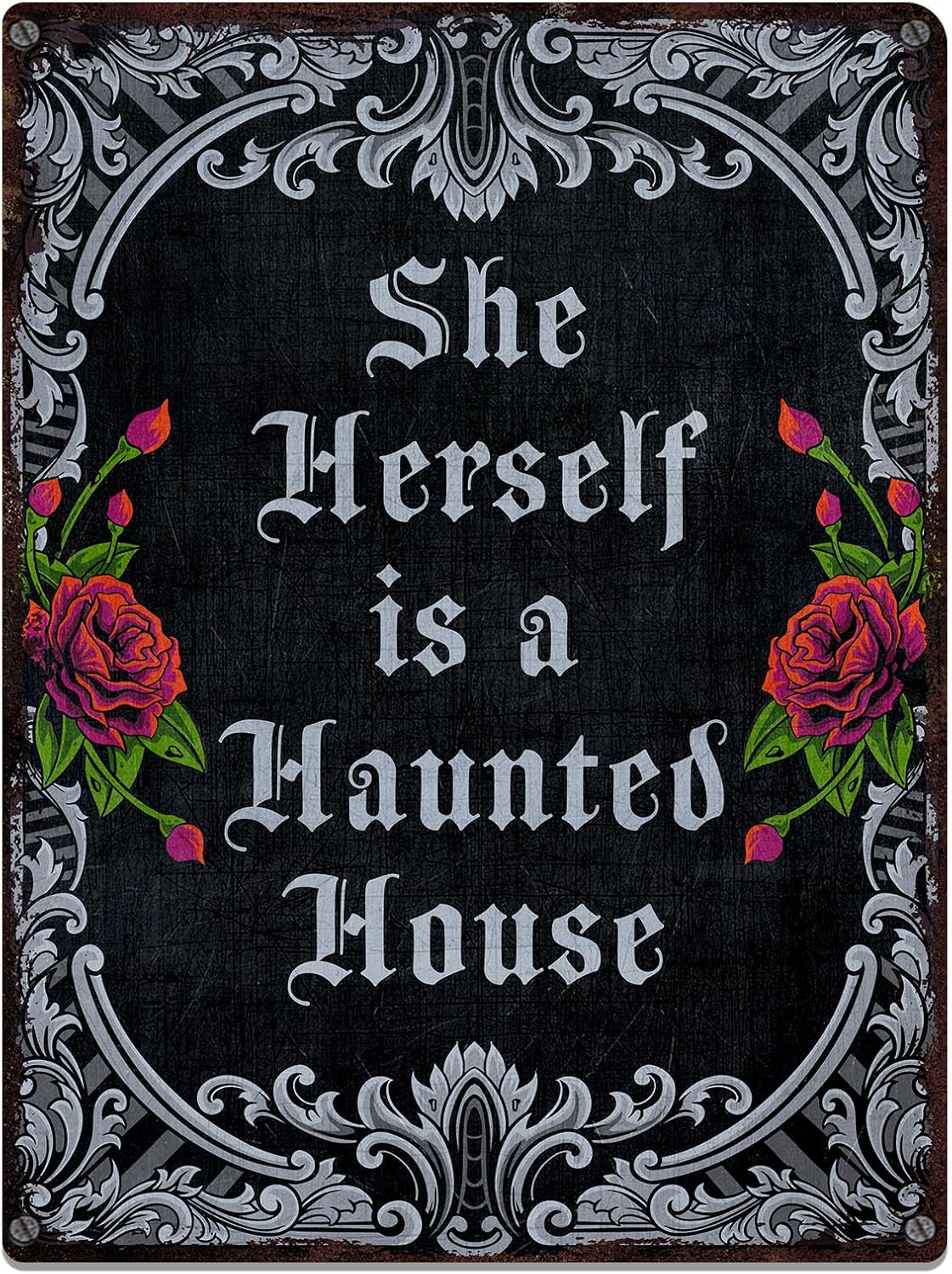Halloween Witches House Rules Metal Tin Sign 12x16 Inches