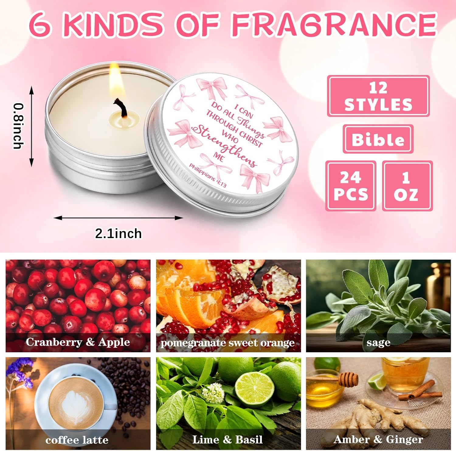 36 Bible Verse Scented Candle Tins with Lids
