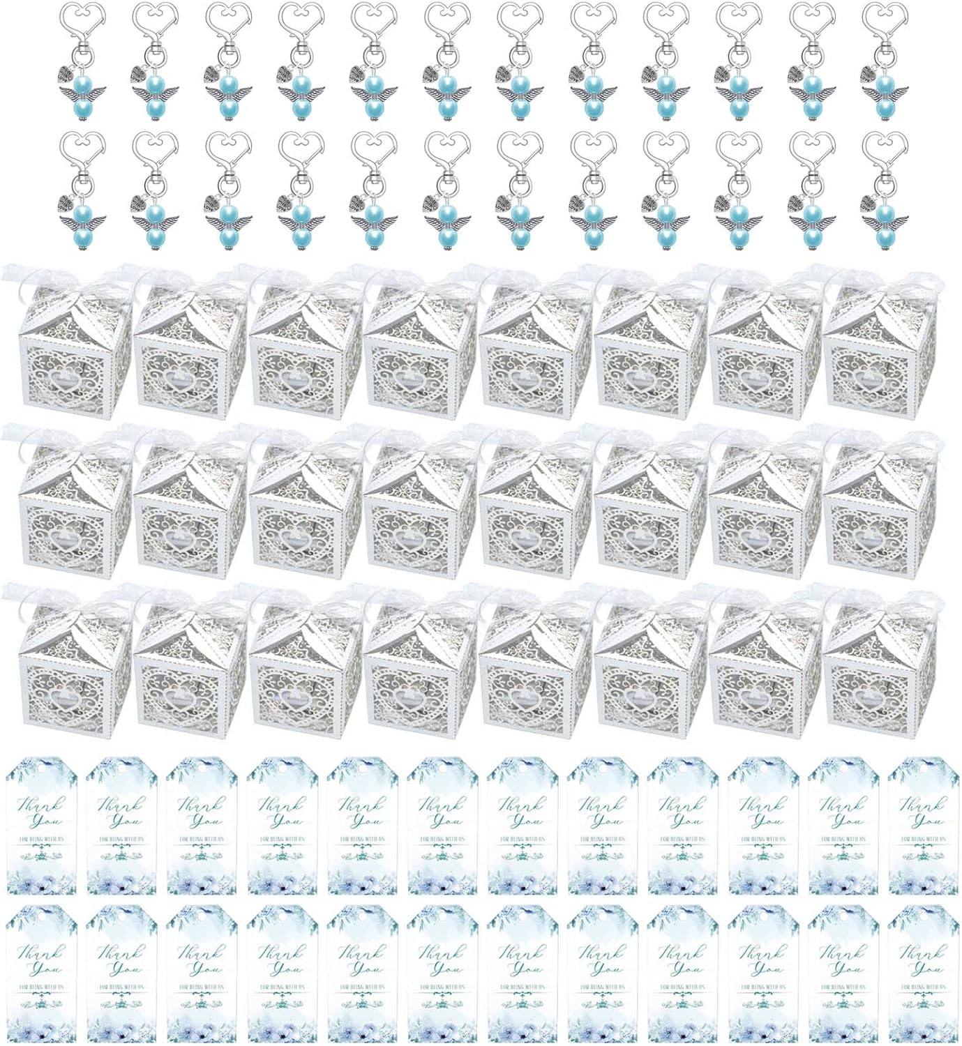 Pack Of 24 Wing Charm Keychains With Organza Bags