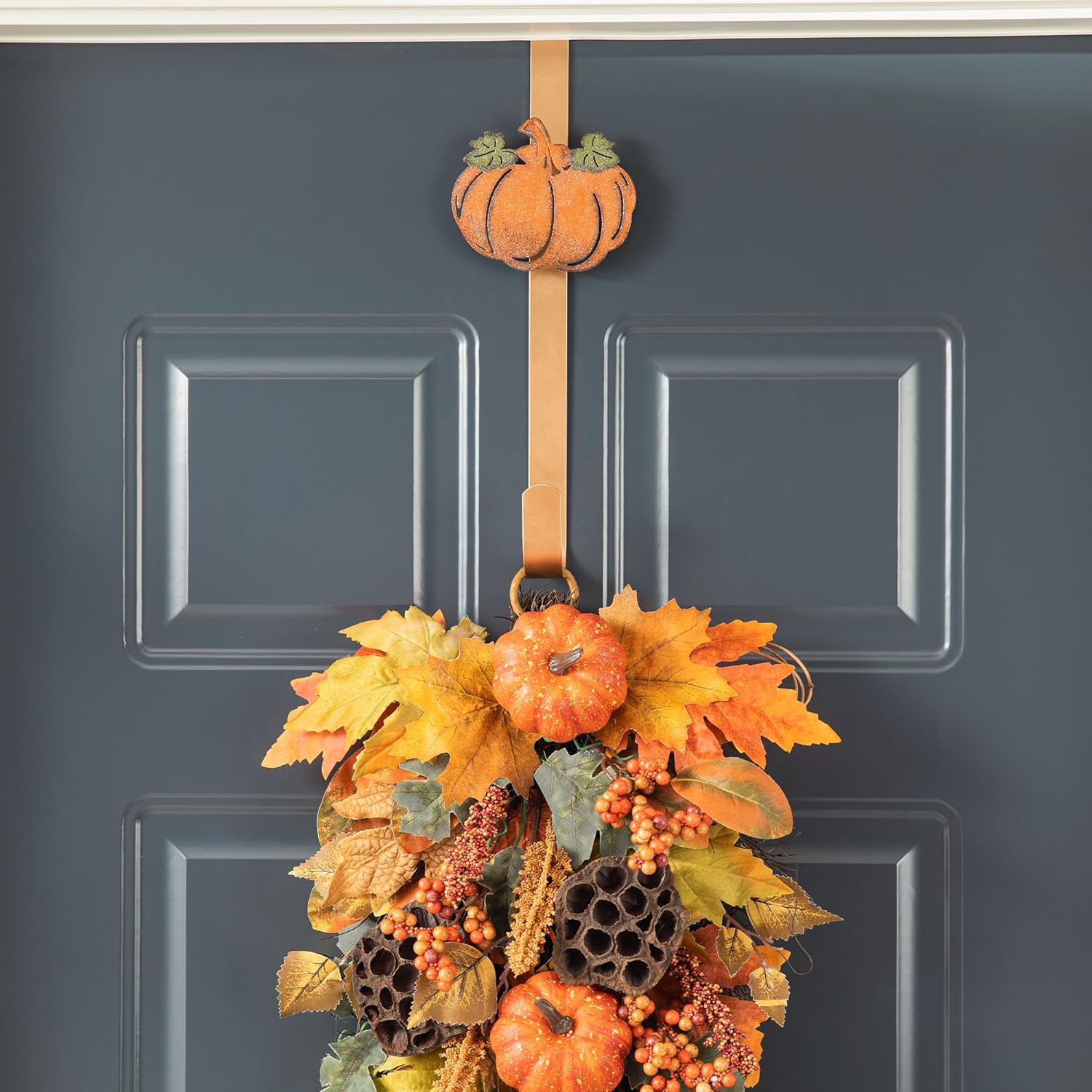 Glitzhome 3 Pack Glitter Acorn Leaf Pumpkin Wreath Hangers