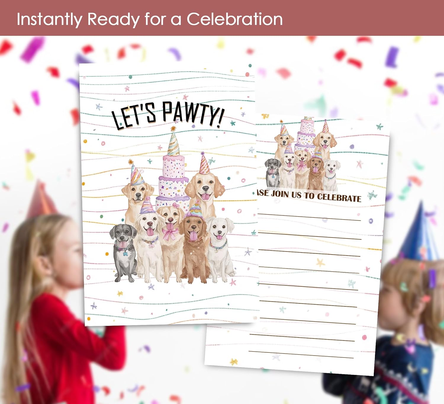 VAVINCI Pets Birthday Party Invitations 30 Sets with Envelopes