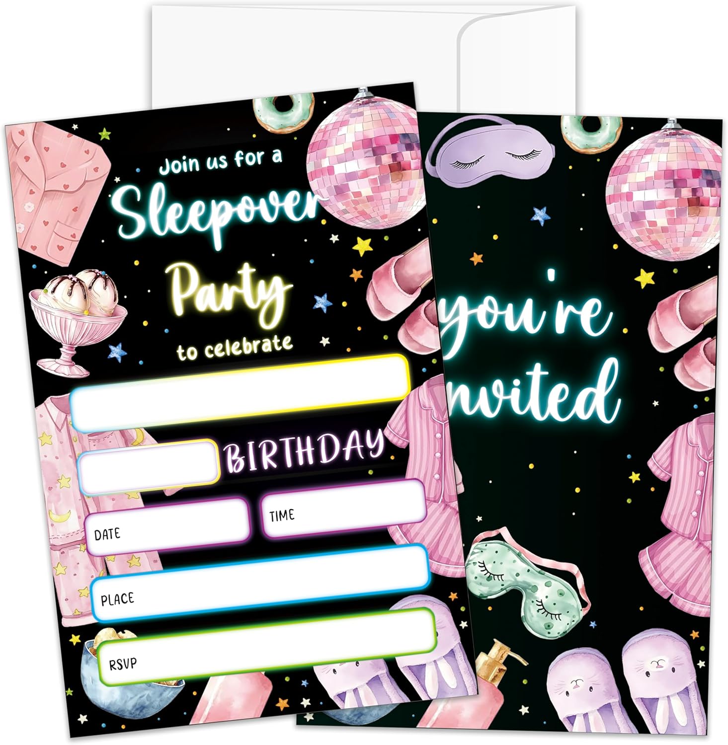 Slumber Birthday Invites with Envelopes 20pcs