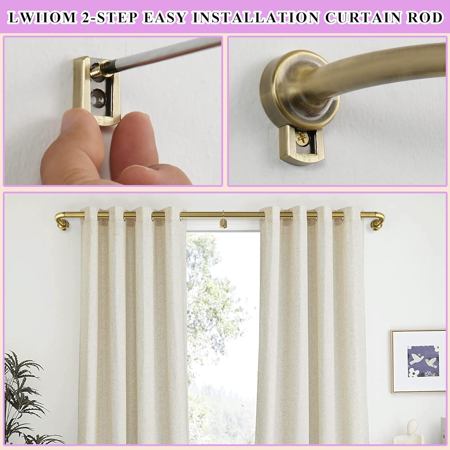 Antique Bronze Disc Curtain Rods 28-48 Inches