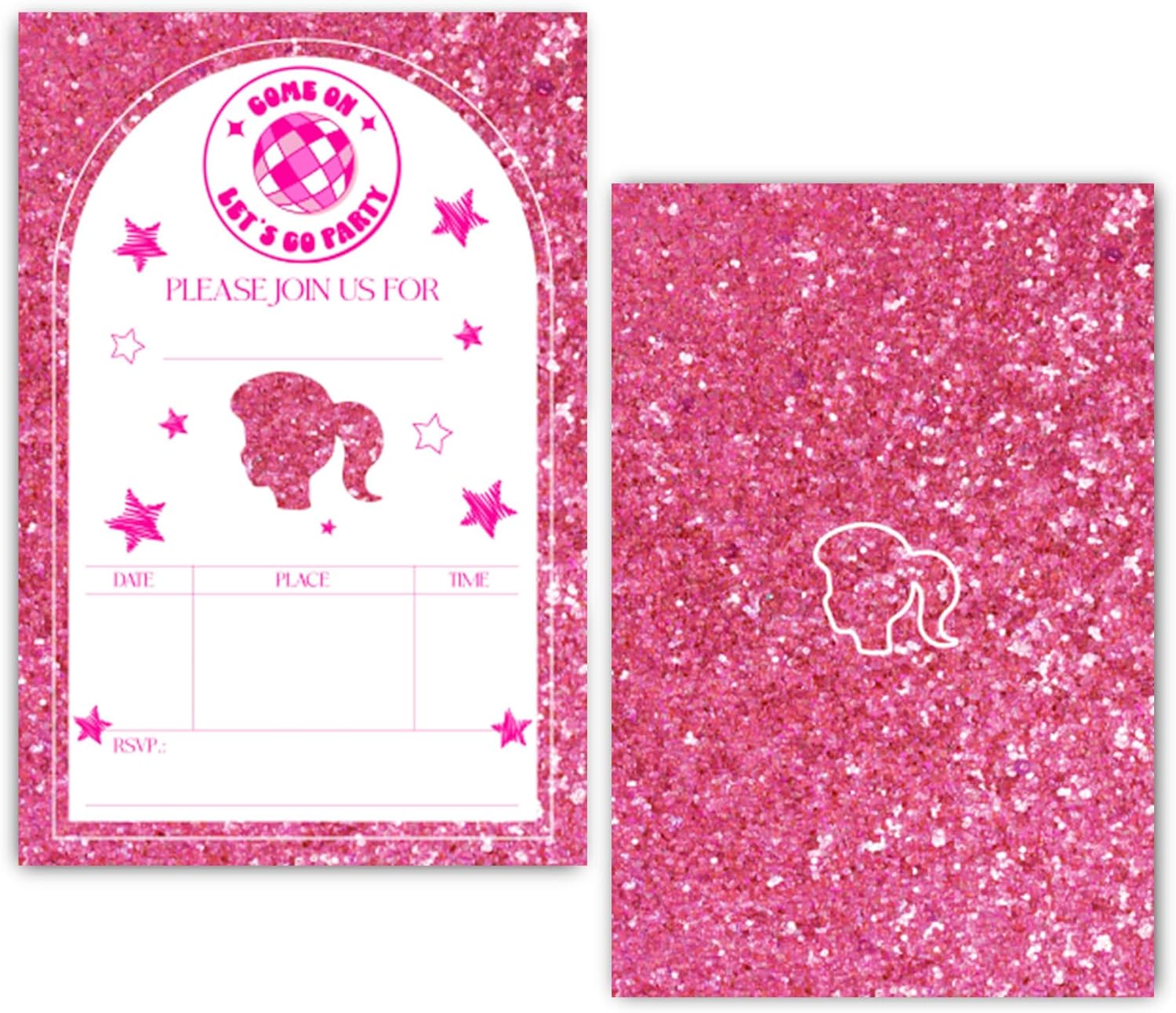 Pink Doll Birthday Party Invitation Cards