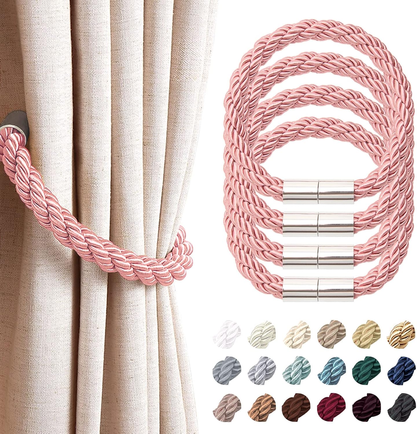 NICEEC 4 Pack Magnetic Curtain Tiebacks Modern Simple Design