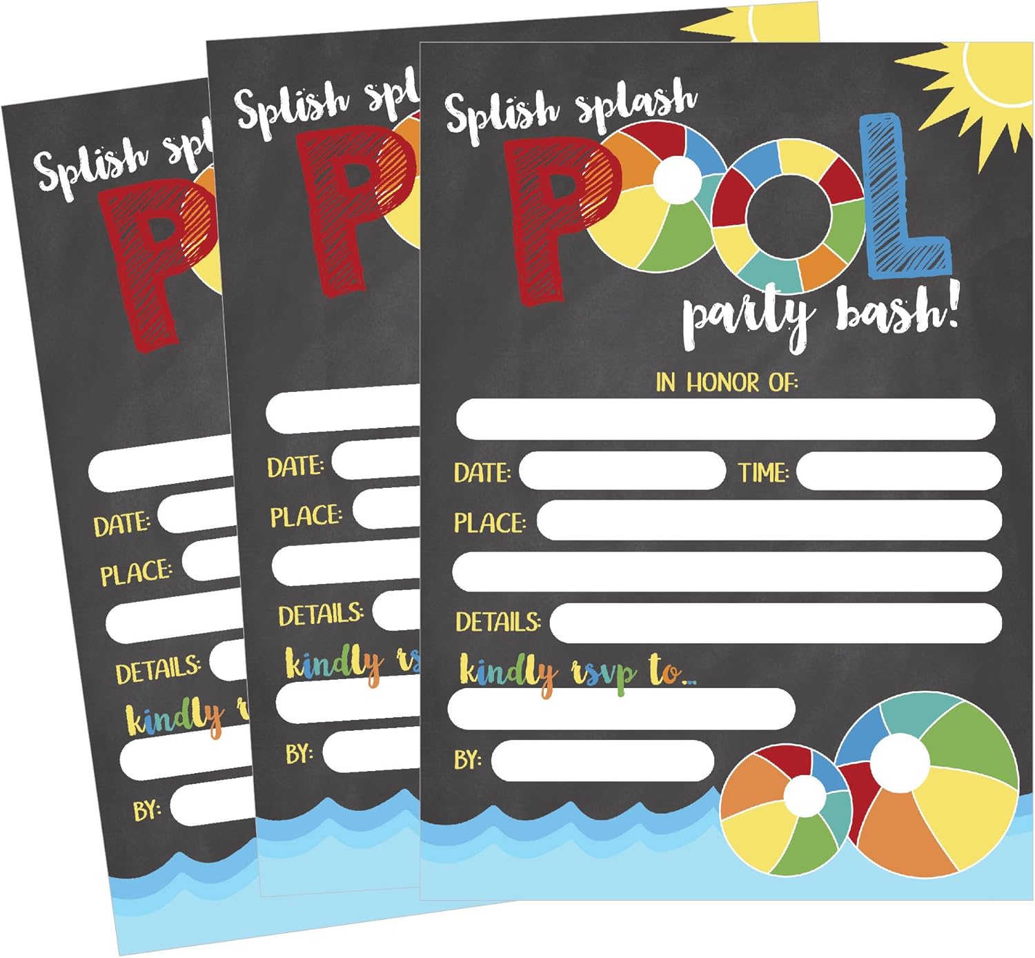 Hadley Designs 50 Pool Party Invitations