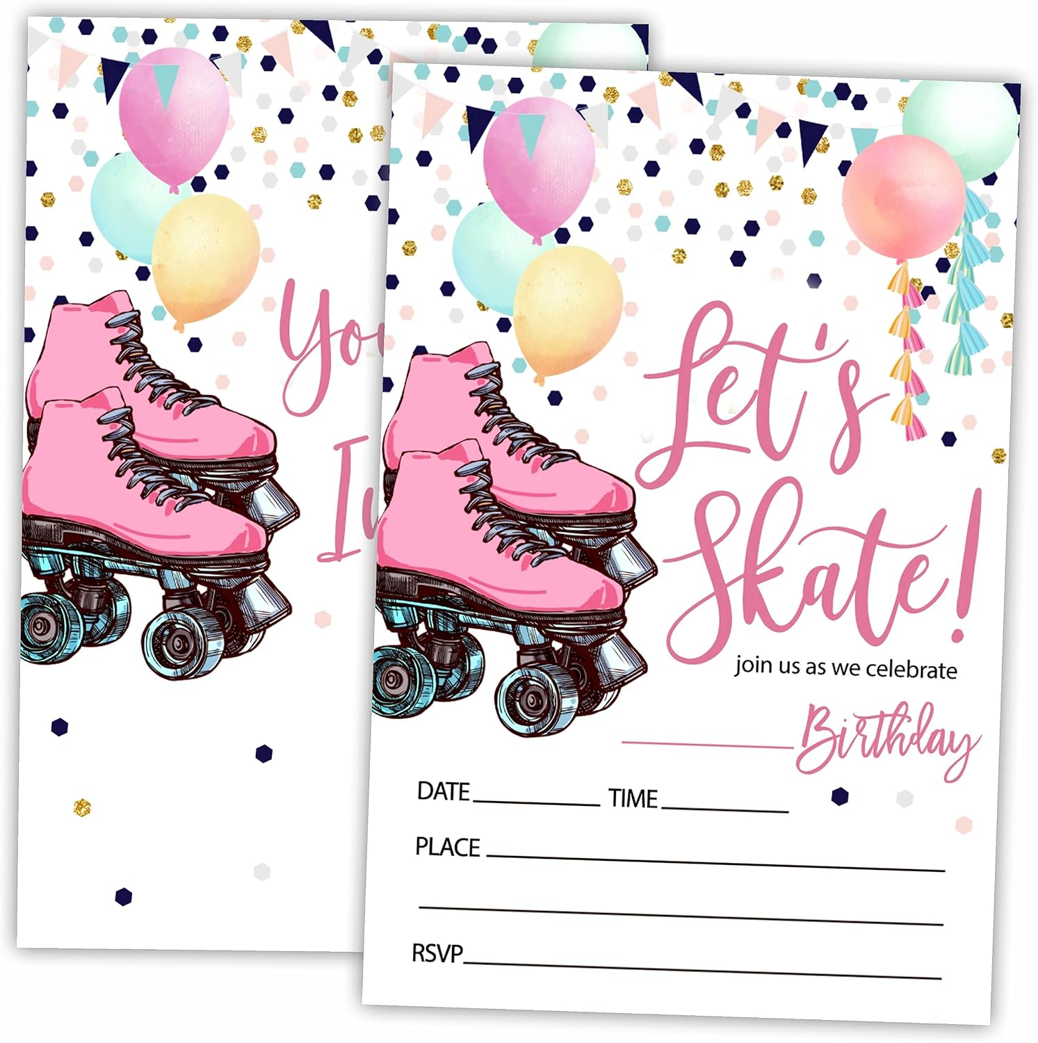 Lets Skate Birthday Invites with Envelopes