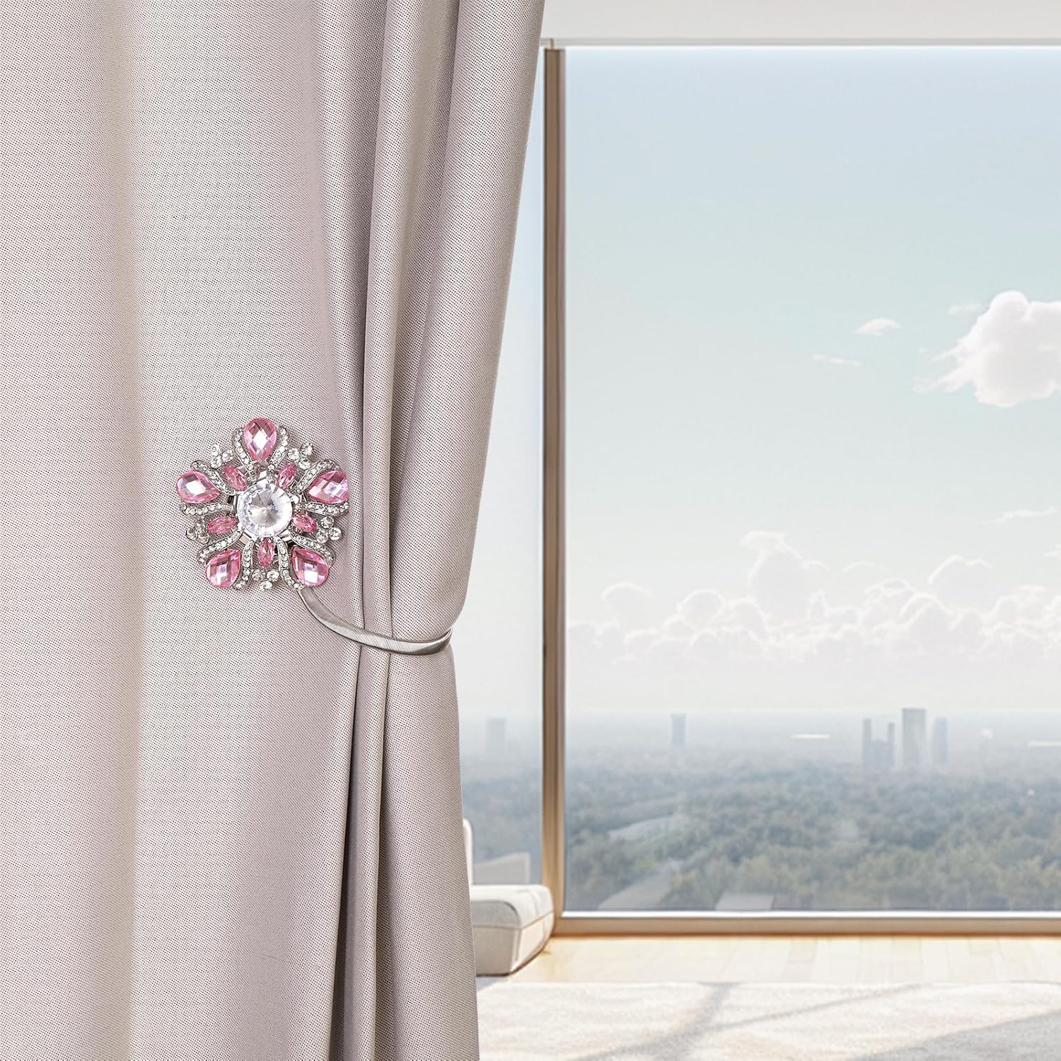 SUQ I OME Luxury Crystal Curtain Holdback with Magnetic Buckle 2PCS