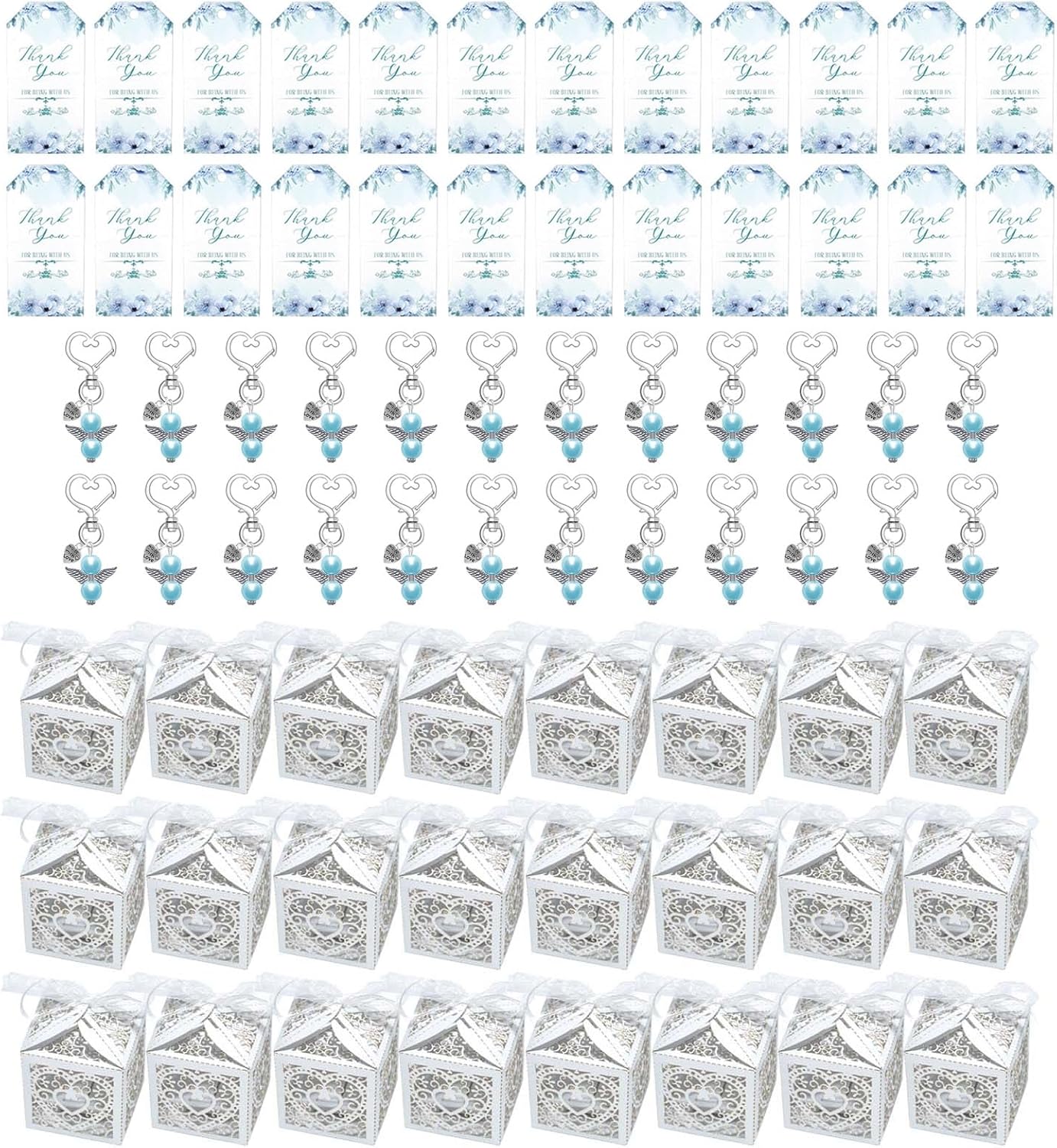 Pack Of 24 Wing Charm Keychains With Organza Bags