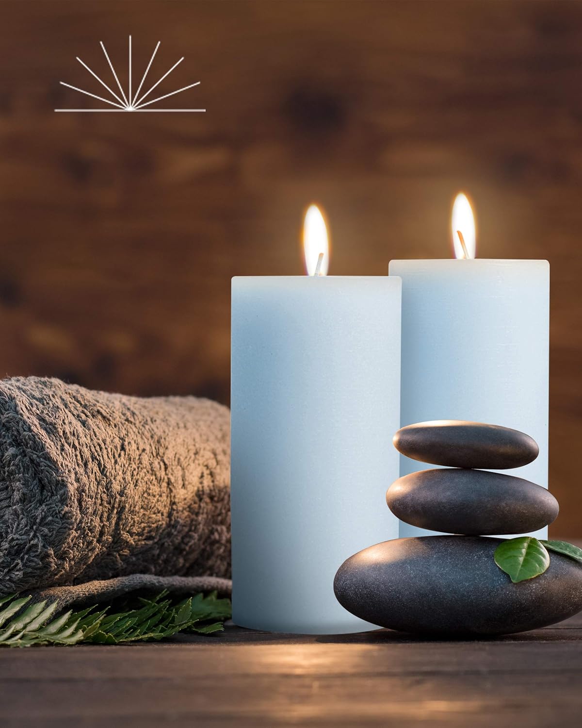 Mottled Pillar Candles Set of 6 Light Blue Dripless