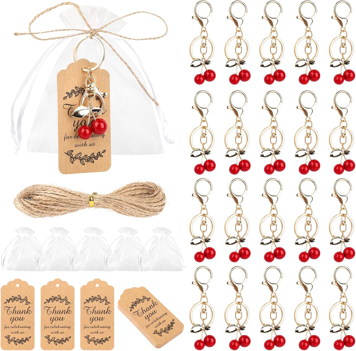 20 Set Cherry Keychains Party Favor Set
