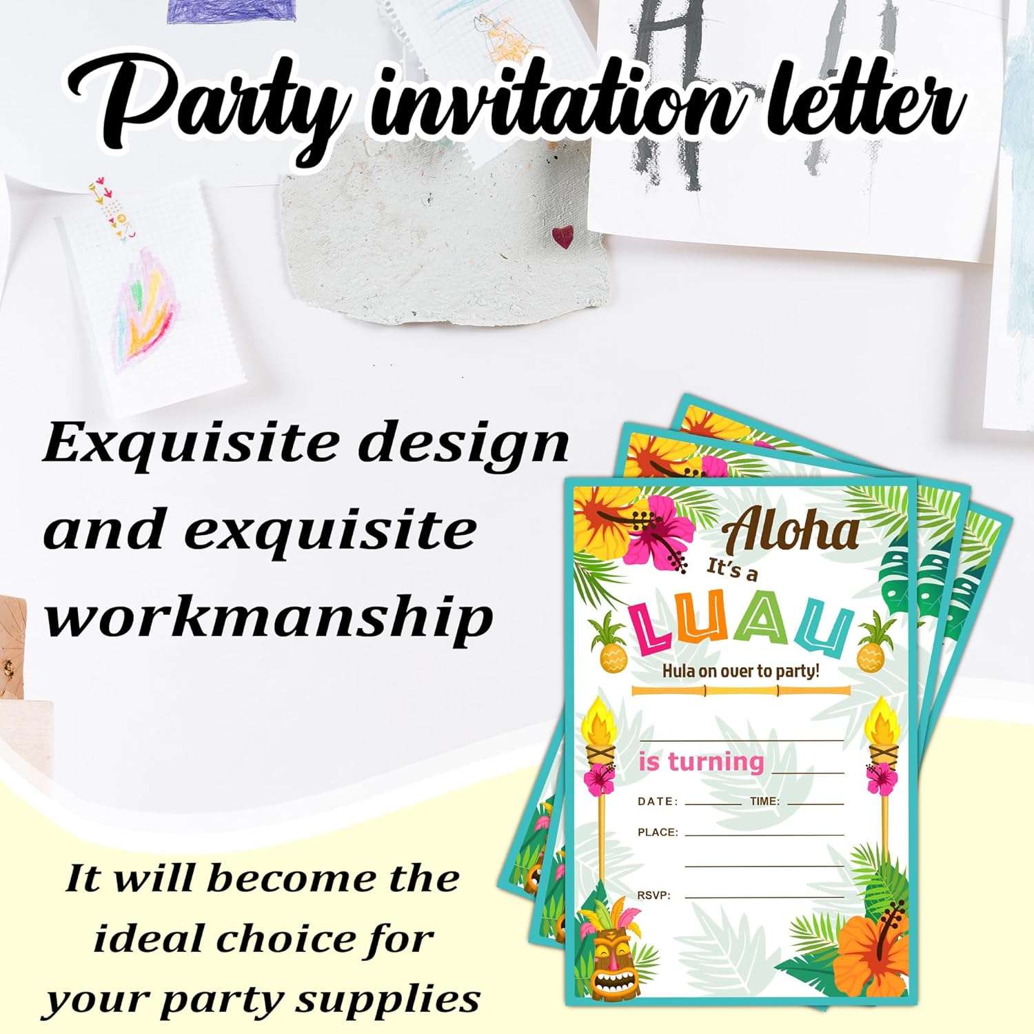 Tropical Birthday Party Invitation - 20 Double-Sided Cards With Envelopes