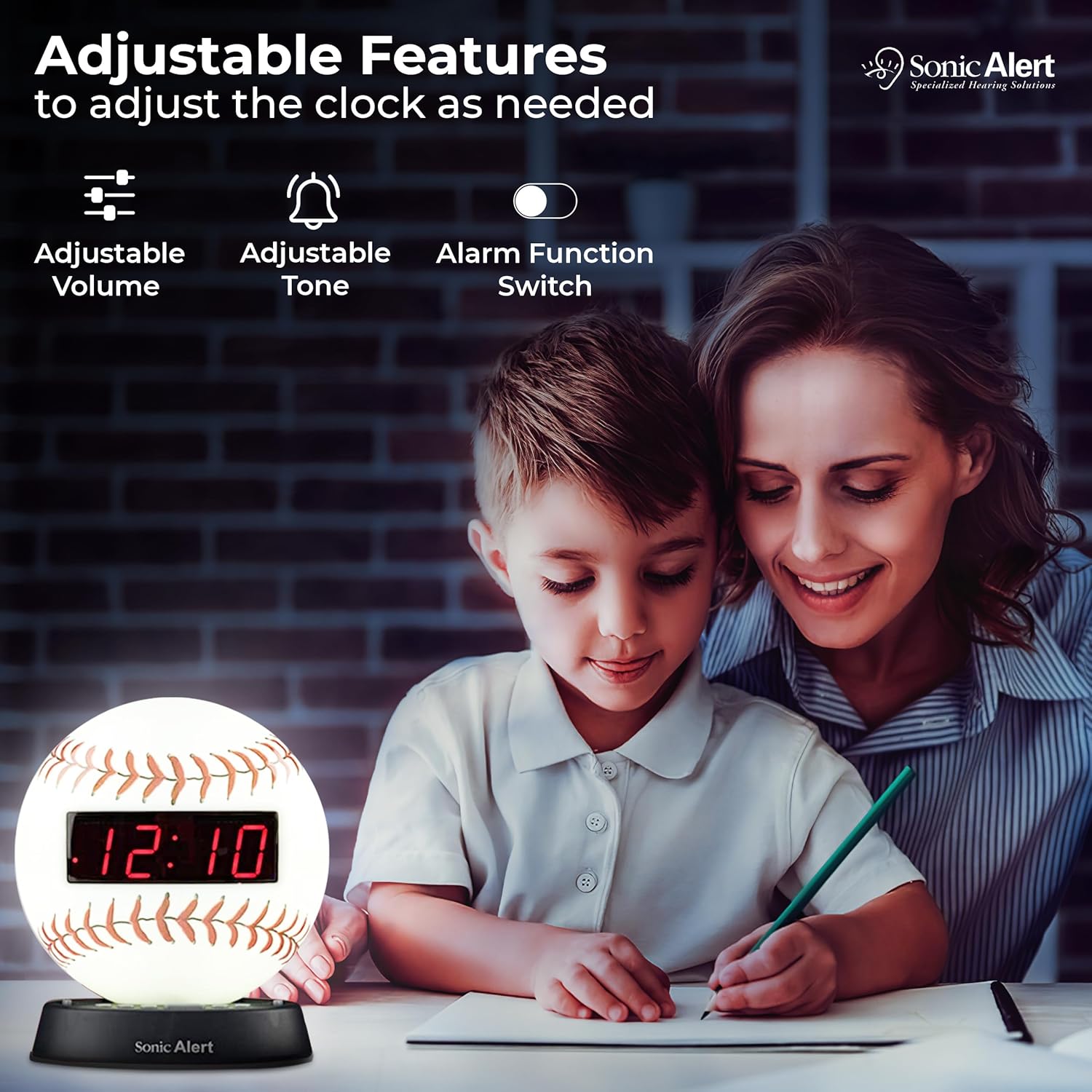 Sonic Alert Baseball Themed Digital Alarm Clock for Heavy Sleepers