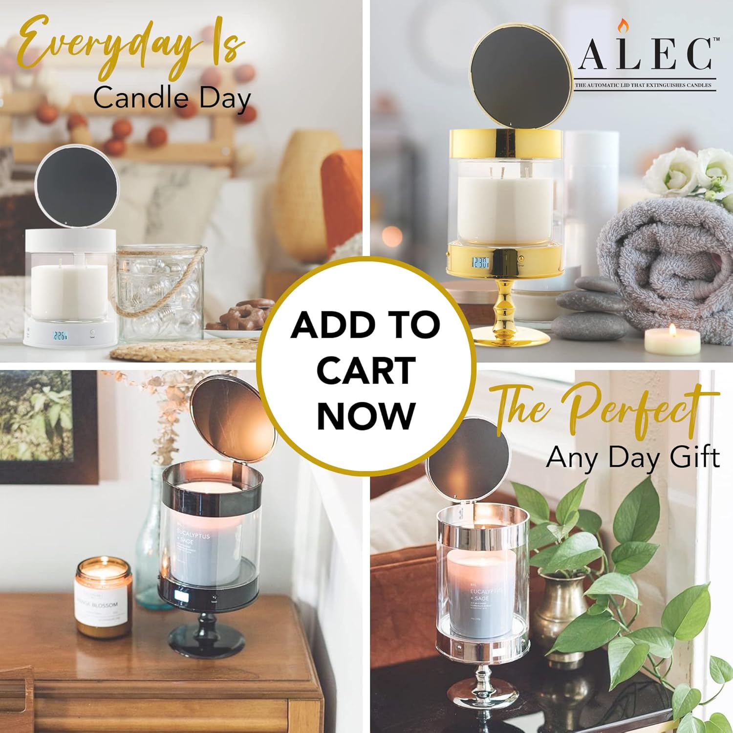ALEC Clear Hurricane Candle Holder with Rechargeable Timer