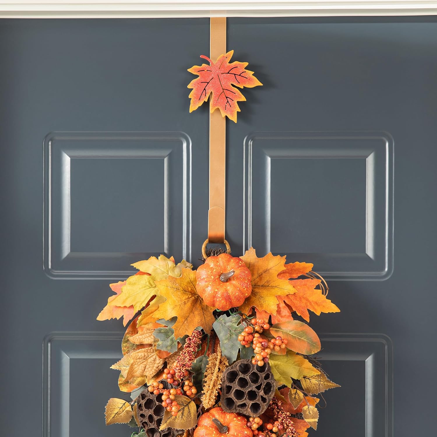 Glitzhome 3 Pack Glitter Acorn Leaf Pumpkin Wreath Hangers