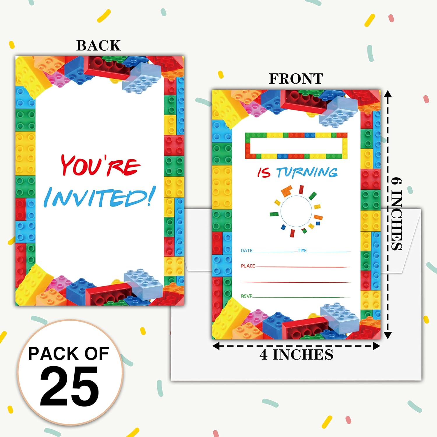 25pcs Birthday Invitation Set with Envelopes