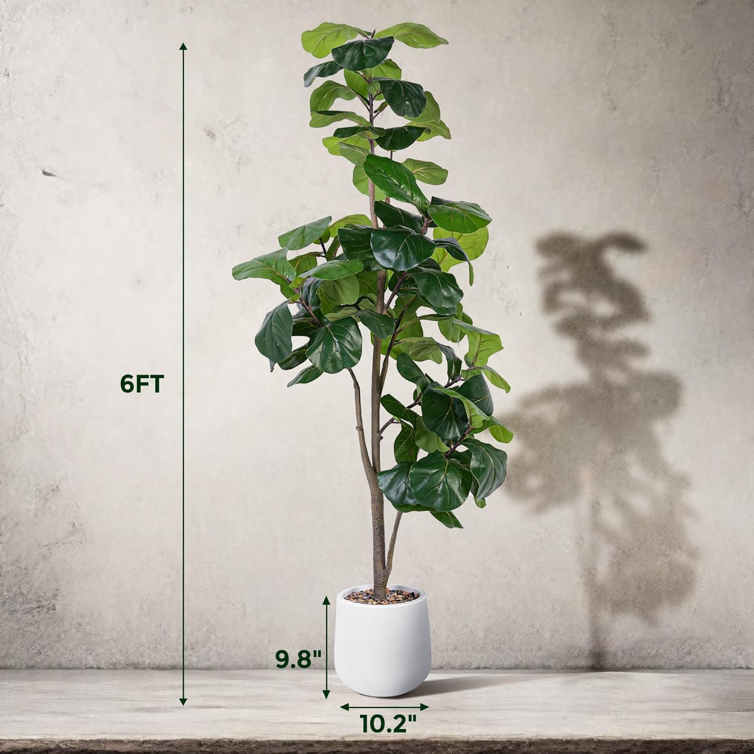 6ft Artificial Fiddle Leaf Fig Tree with White Planter 1