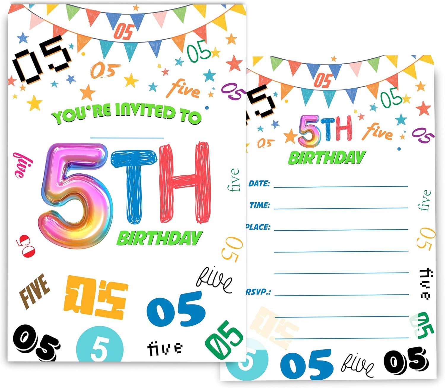 5th Birthday Invitations 4x6 Inches 30 Sets