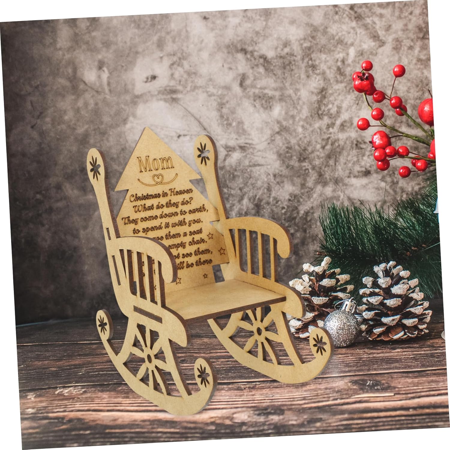 Christmas Wooden Candleholder Chair Shape Decor