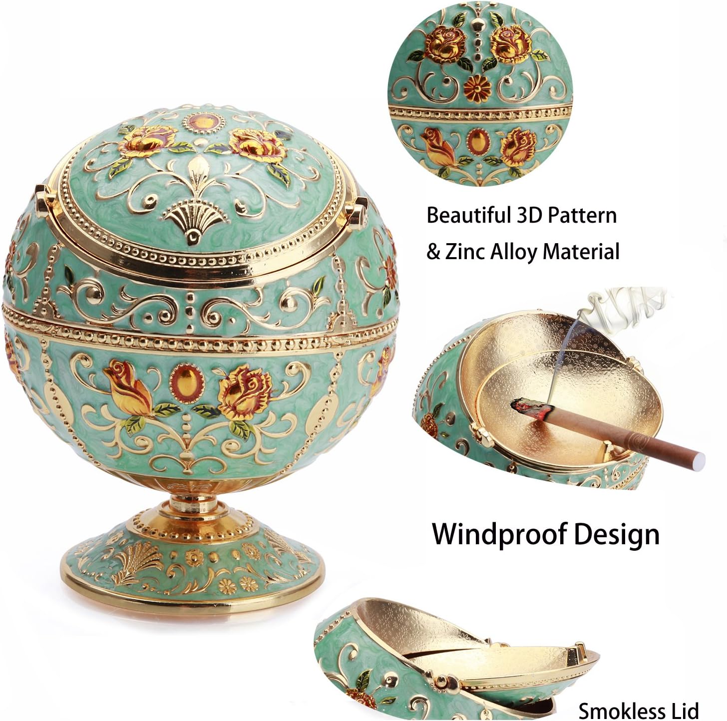 K COOL Windproof Ashtray with Lid Metal Portable