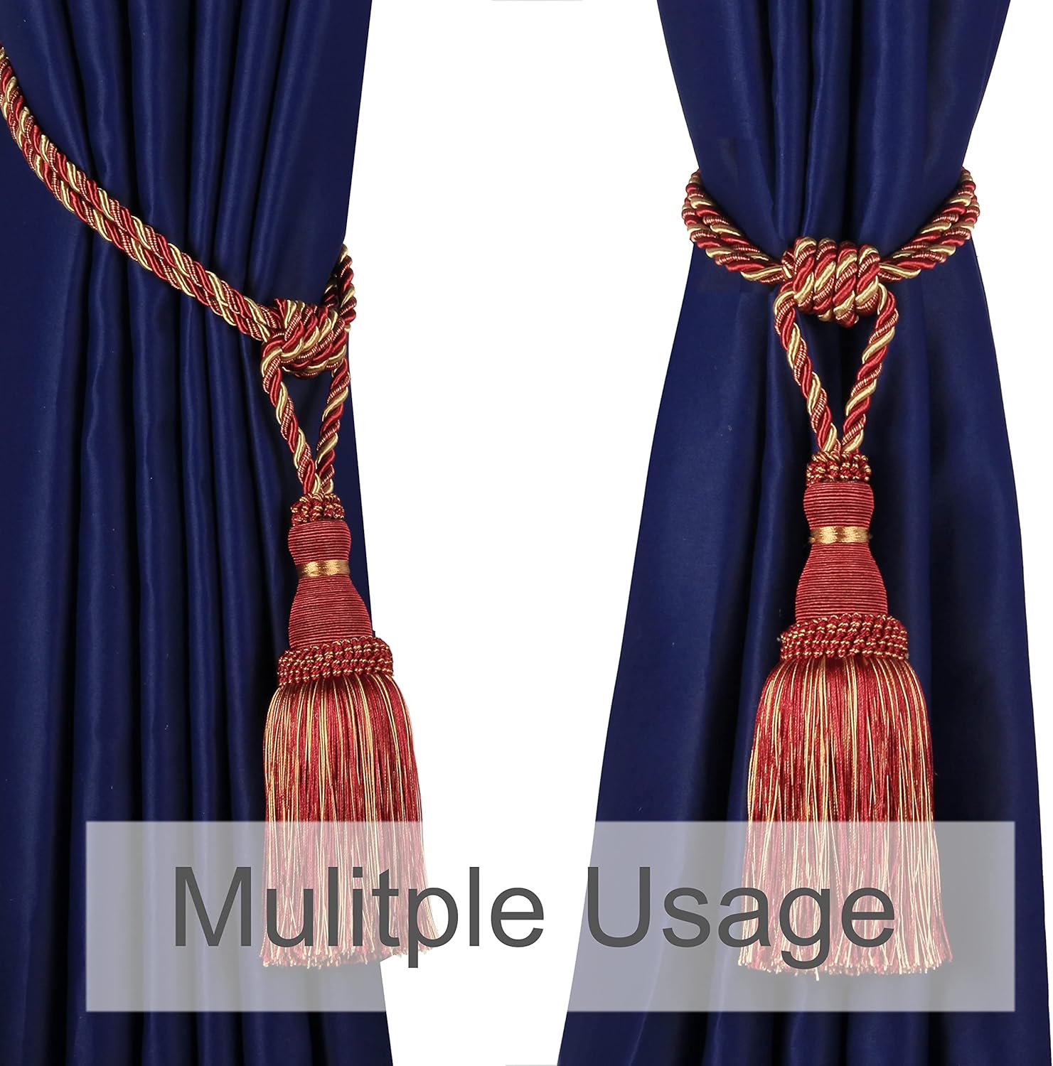 BEL AVENIR 2 Pack Tassel Curtain Tiebacks Holdbacks