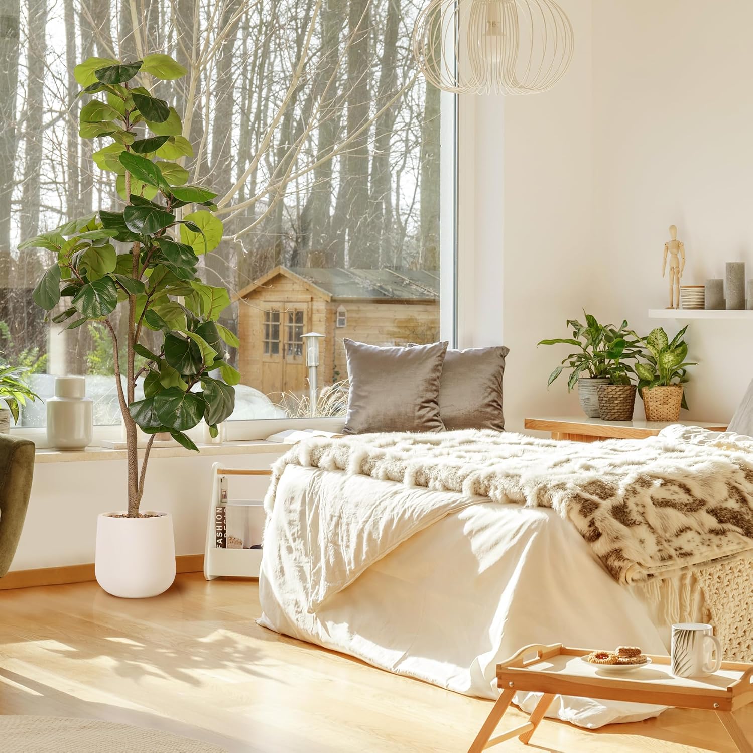 6ft Artificial Fiddle Leaf Fig Tree with White Planter 1