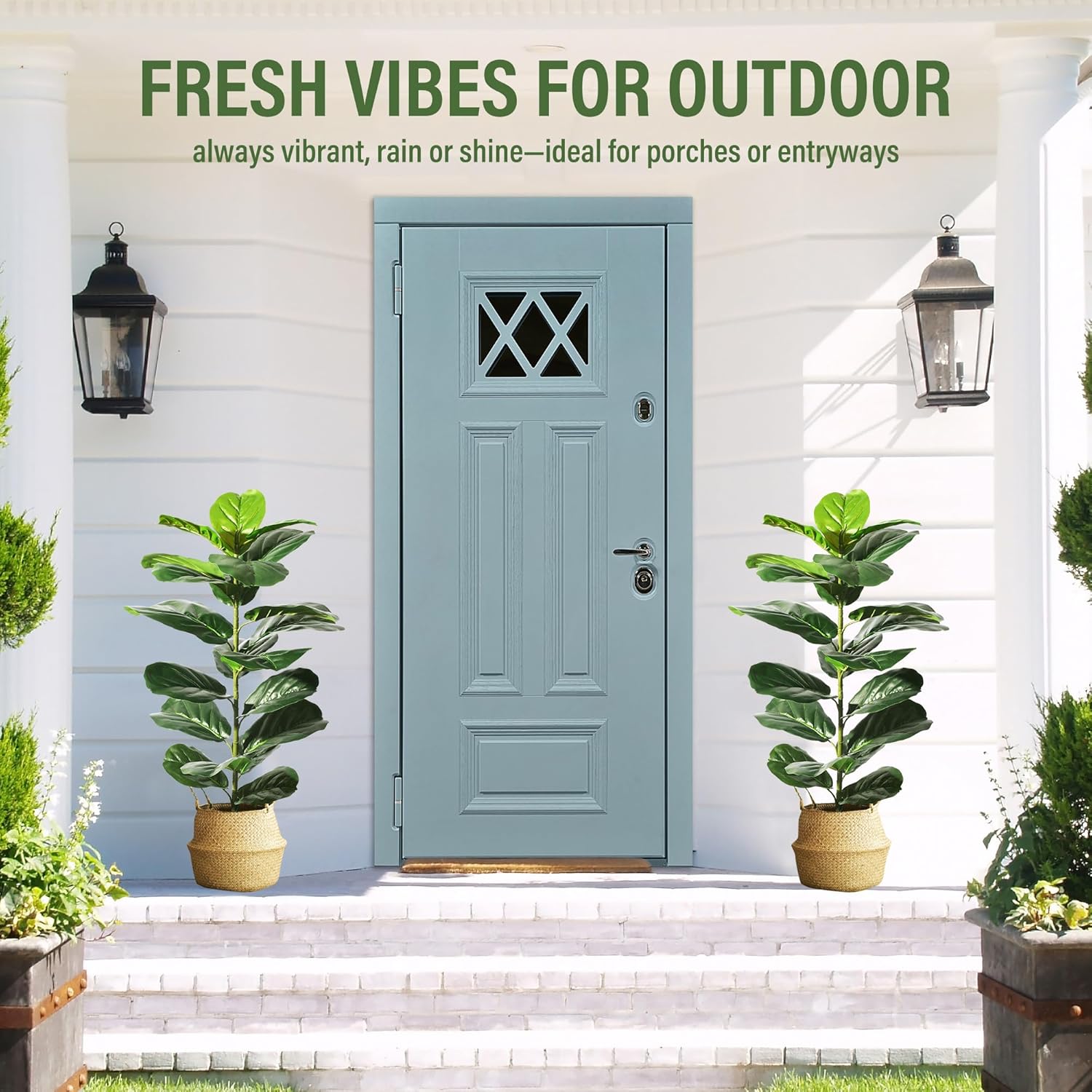 Suntee 2 Pack Artificial Fiddle Leaf Fig Trees 30 with Pots