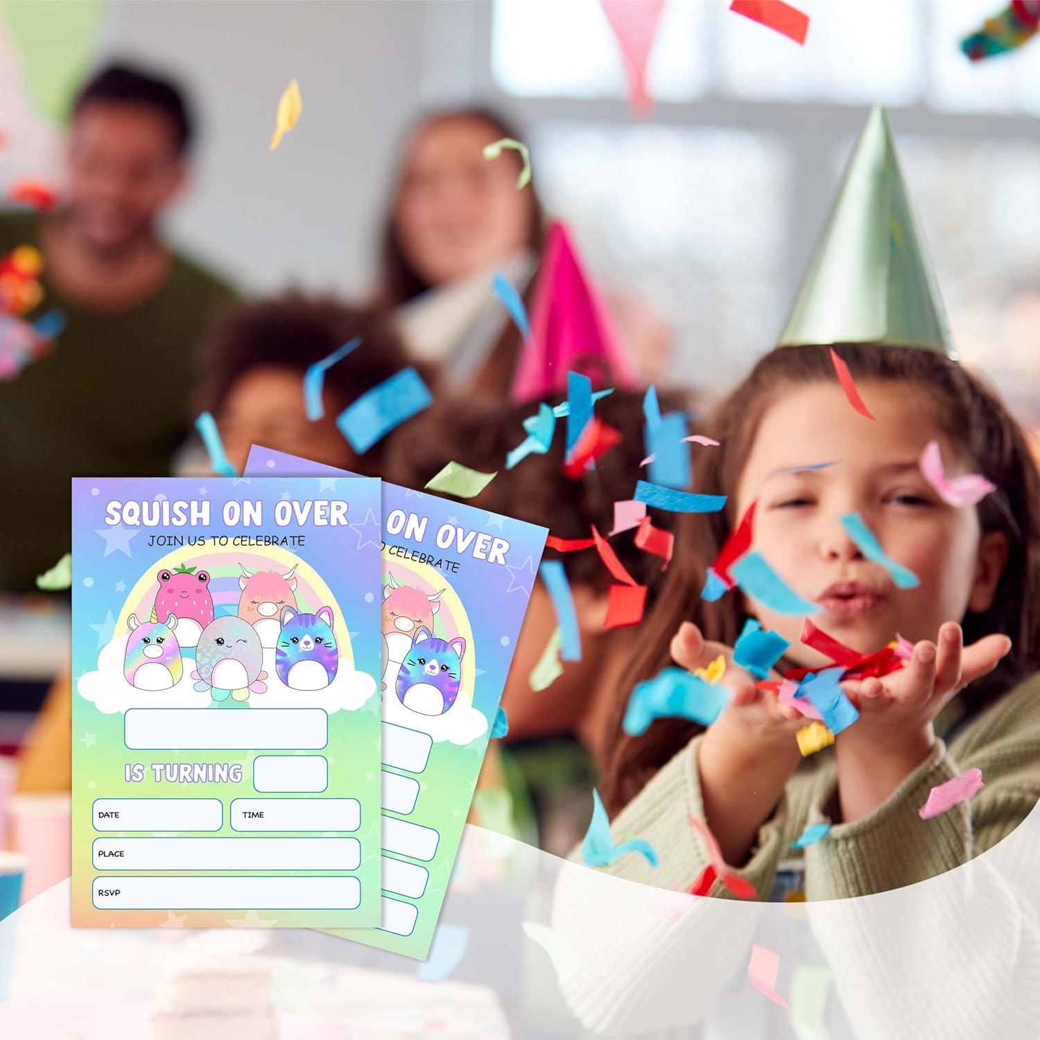 Squish Birthday Invitation Cards with Envelopes Pack of 20 4x6