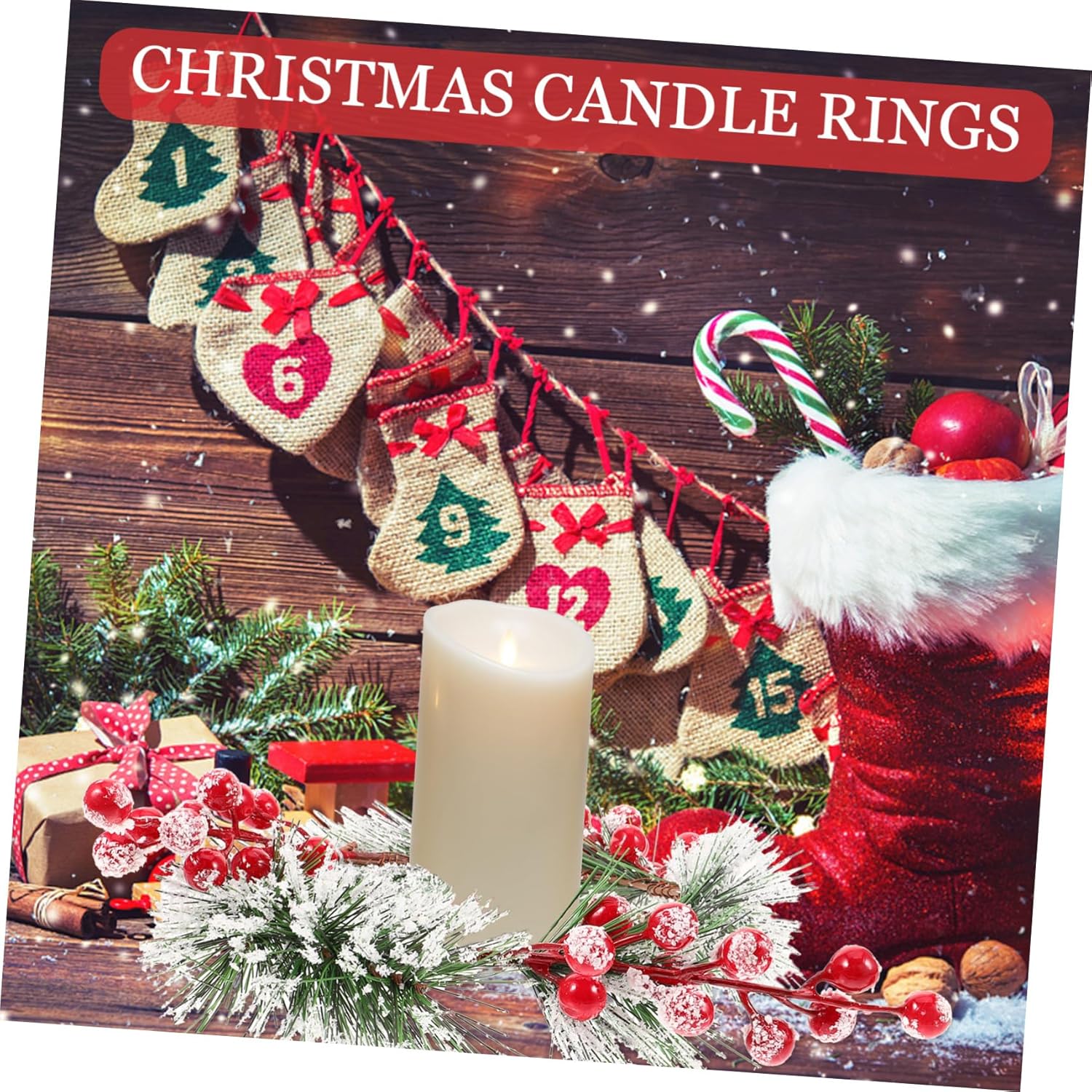 Christmas Candle Wreath for Holiday Pillar Candles