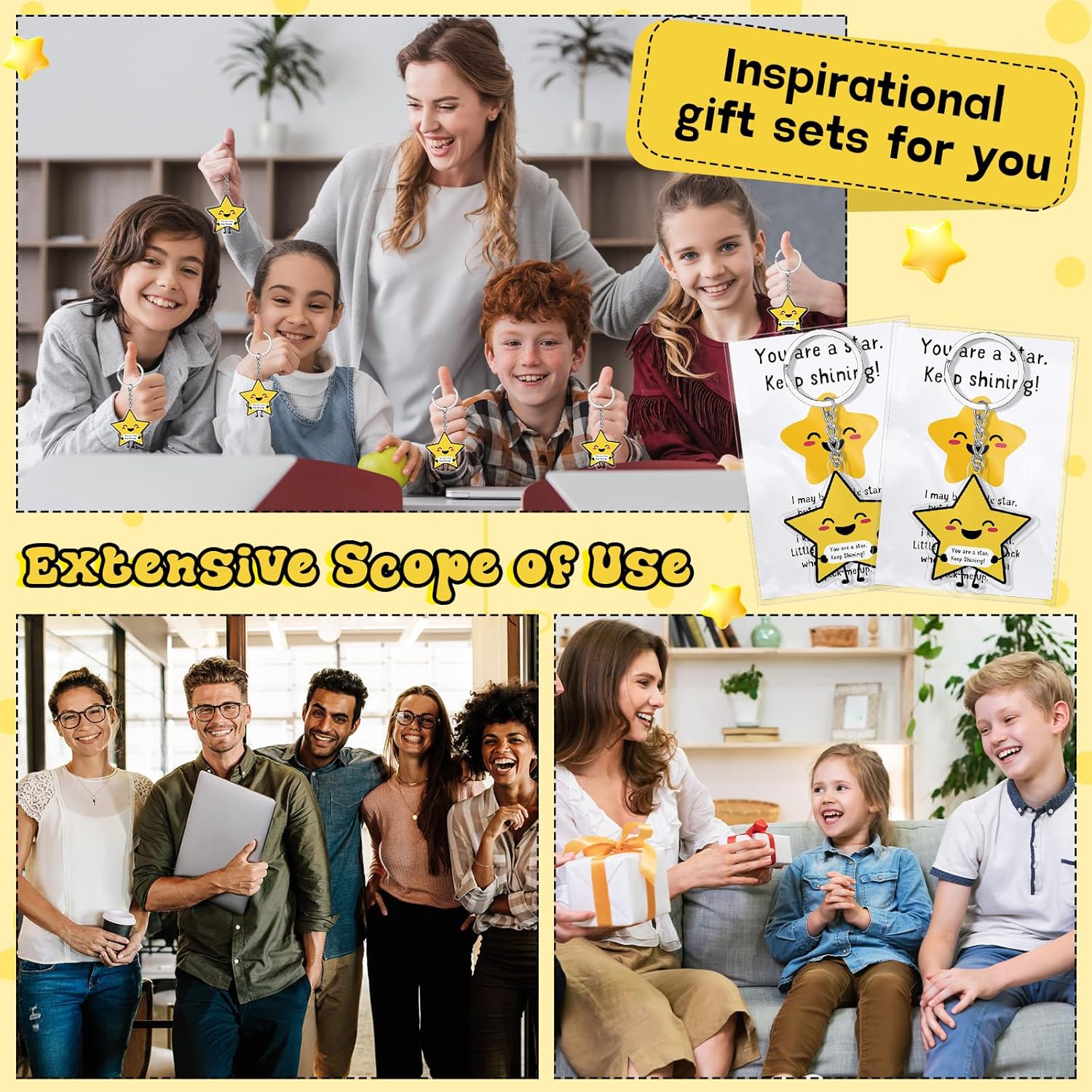 60 Sets Youre a Star Keychains with Cards Back to School Student Gifts