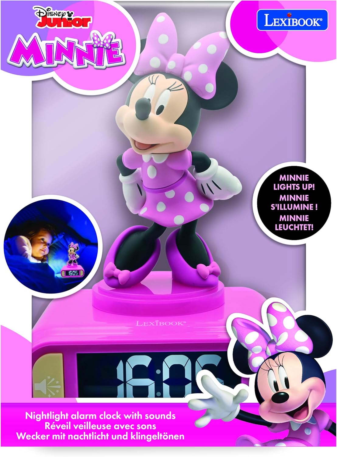 LEXiBOOK Disney Minnie Nightlight Alarm Clock