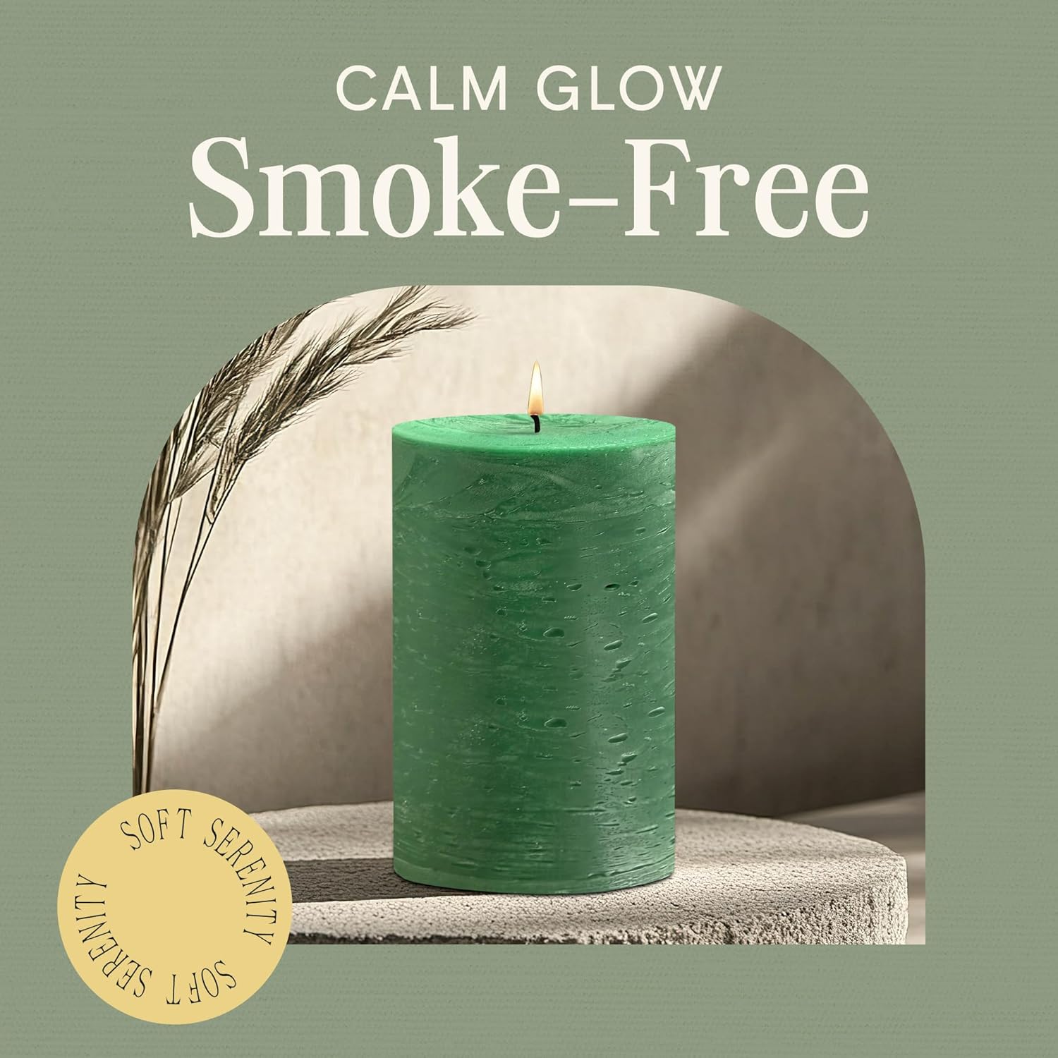 Mister Candle Unscented Green Pillar Candle 4x6