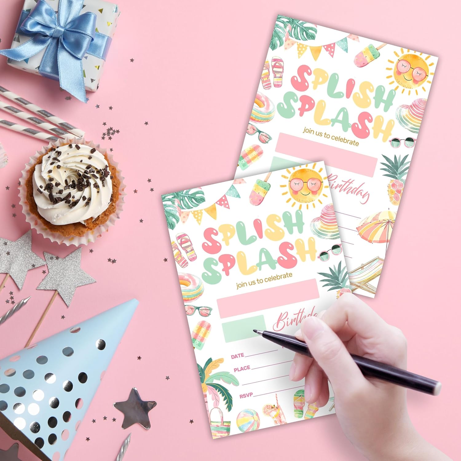Splish Splash Birthday Invitations With Envelopes 20 Sets