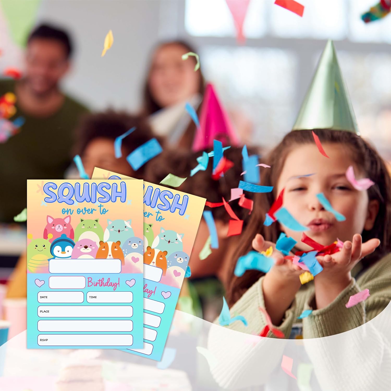 Squish Birthday Invites with Envelopes Pack of 20
