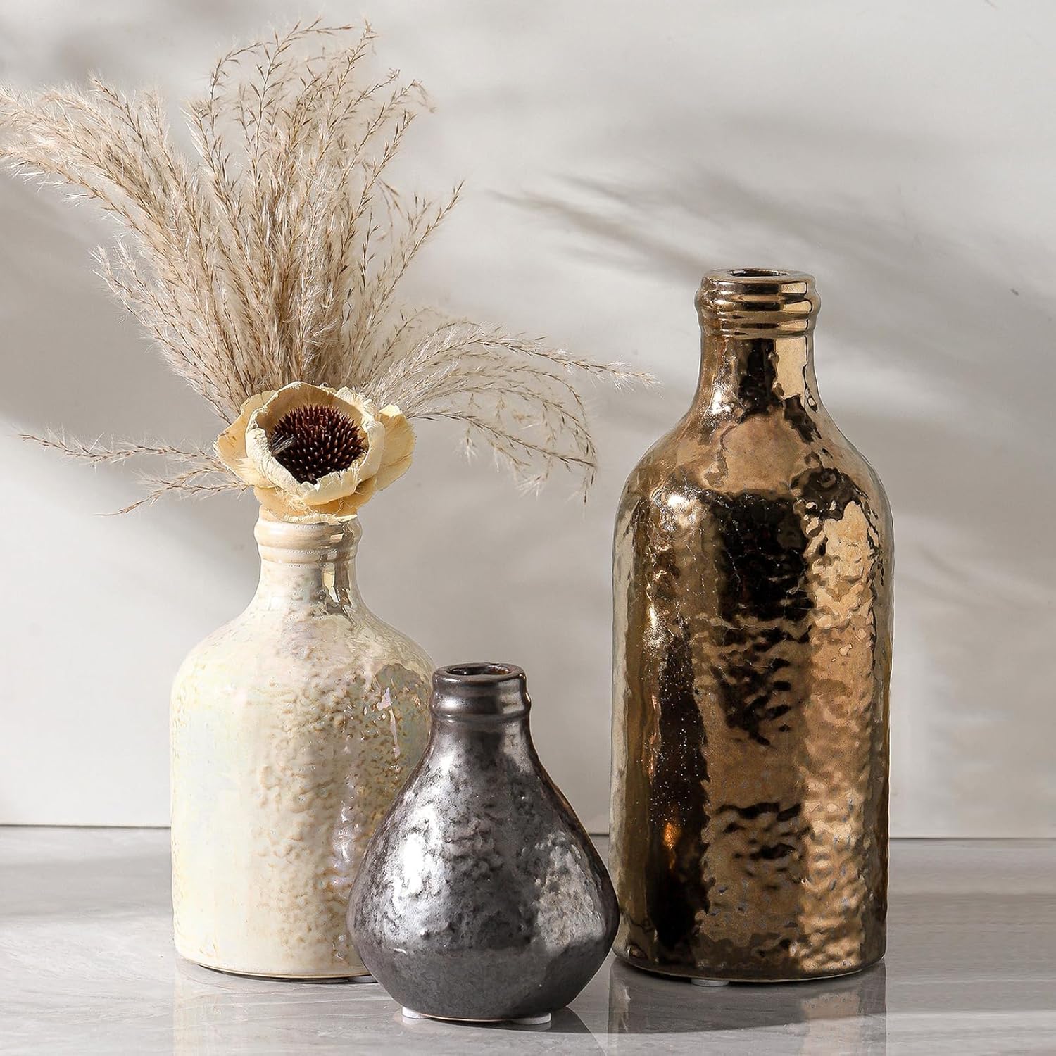 Ceramic Vase Set of 3 Boho Modern Decorative Vases