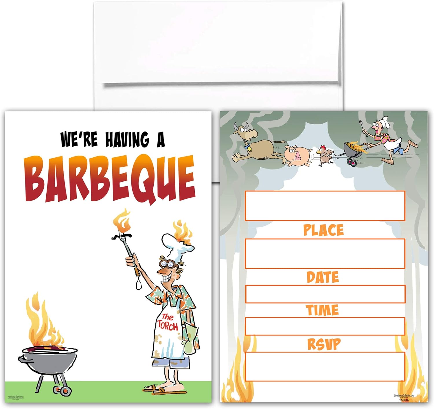 Stonehouse Collection Funny BBQ Invites with Envelopes Set of 25