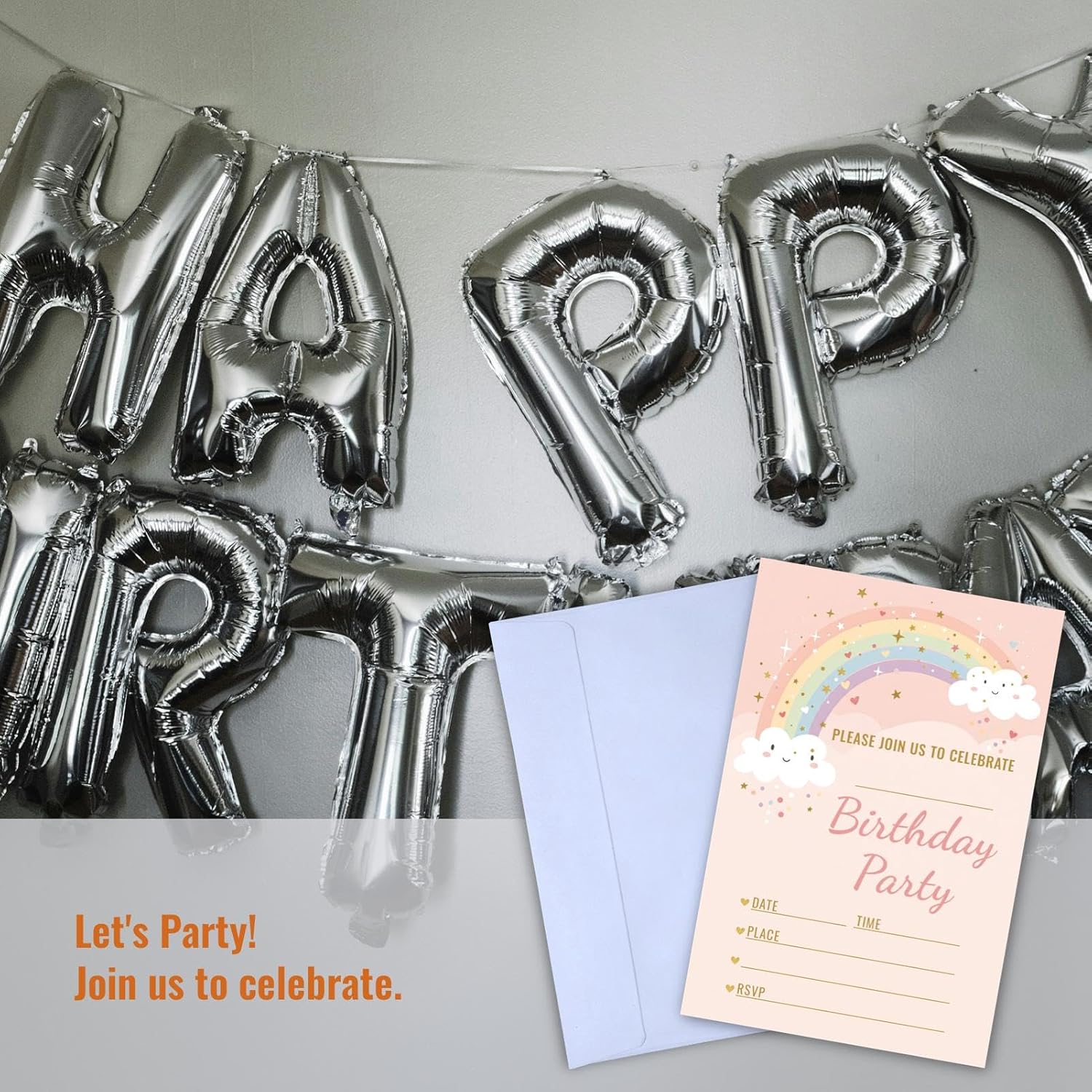 WENFLY Birthday Party Invitations Rainbow Cloud Star 25 Pcs